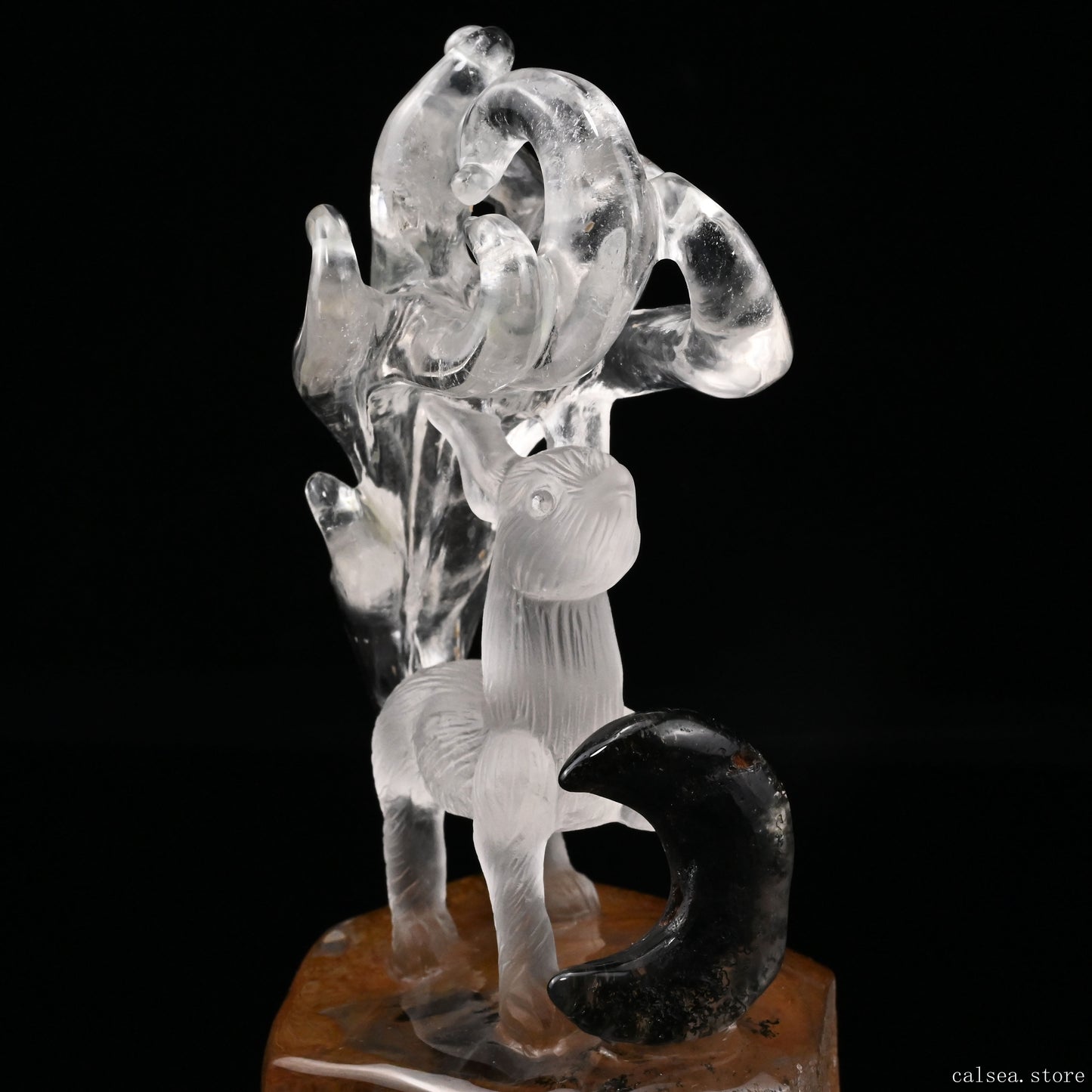 Gardenquartz Nine Tail Fox Sculpture Crystal Healing Hand Carved Crystal Super Realistic