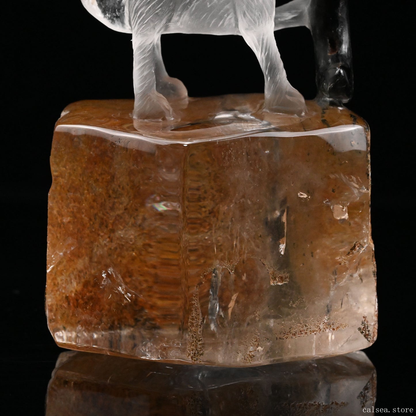 Gardenquartz Nine Tail Fox Sculpture Crystal Healing Hand Carved Crystal Super Realistic