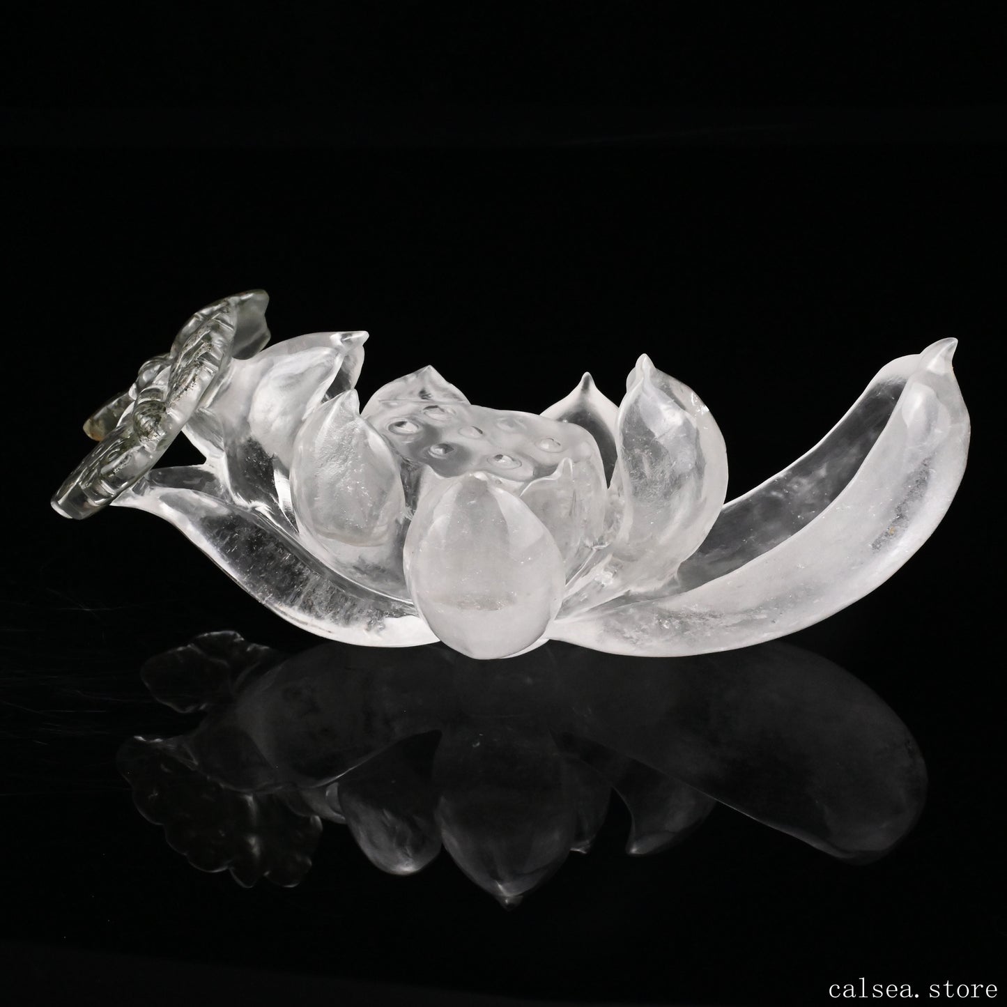 Gardenquartz Butterfly Lotus Flower Sculpture Crystal Healing Hand Carved