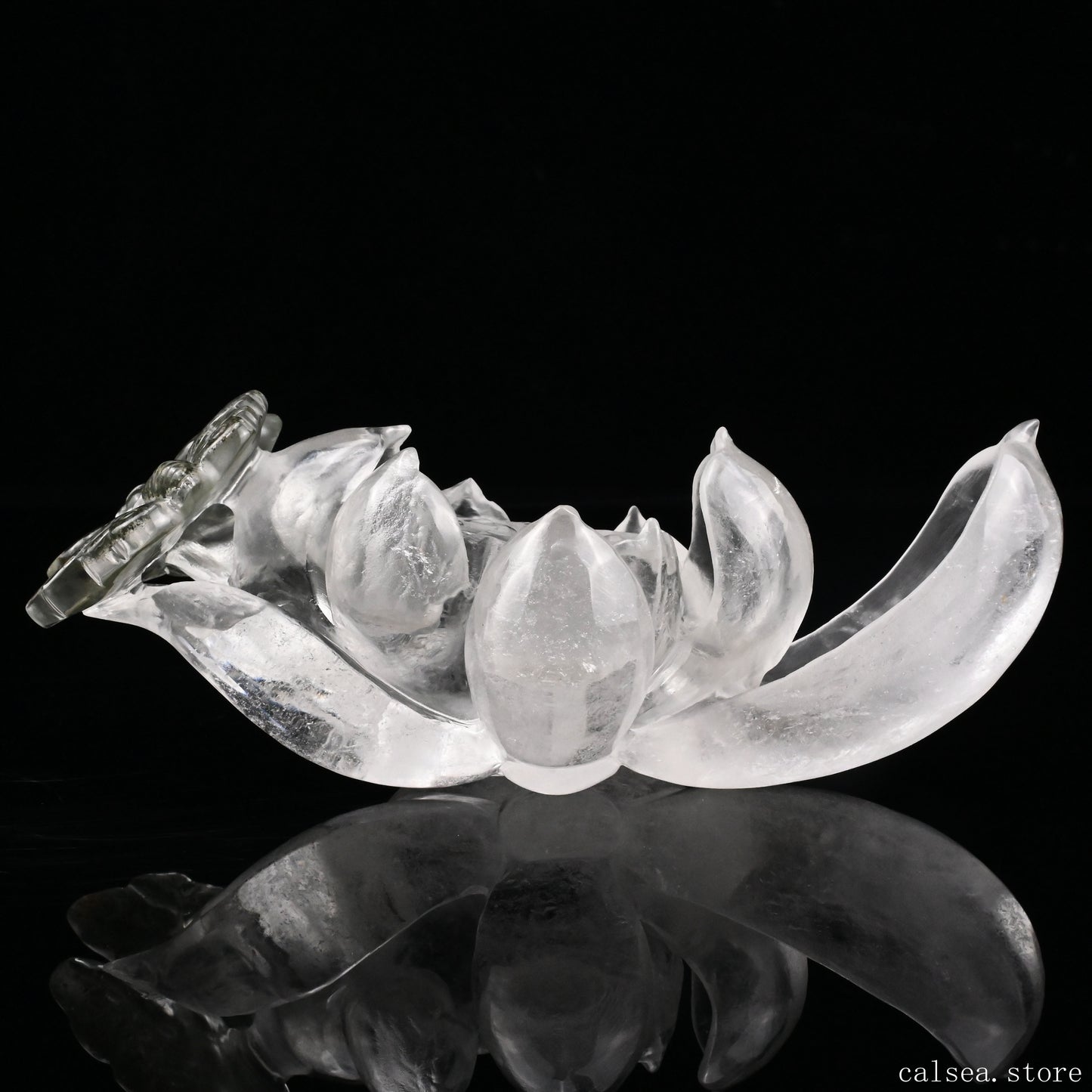 Gardenquartz Butterfly Lotus Flower Sculpture Crystal Healing Hand Carved