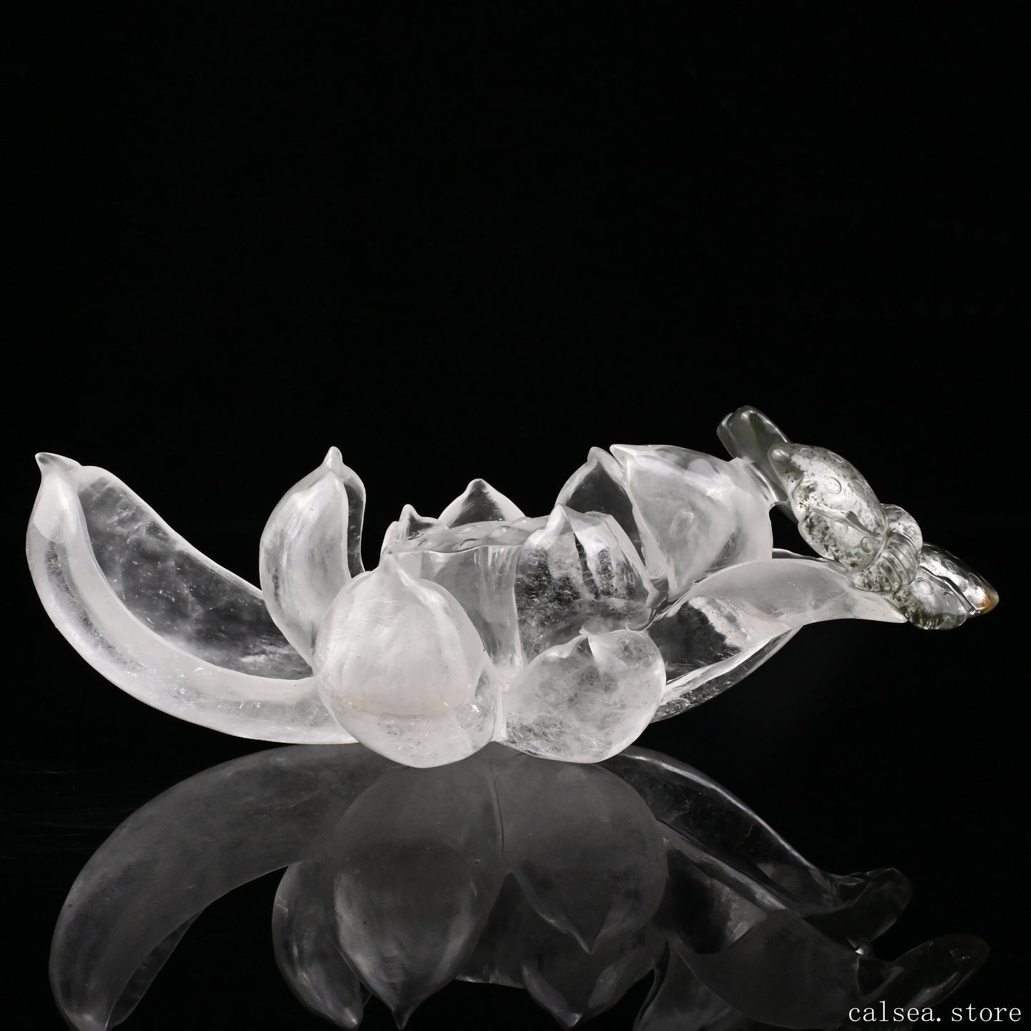 Gardenquartz Butterfly Lotus Flower Sculpture Crystal Healing Hand Carved