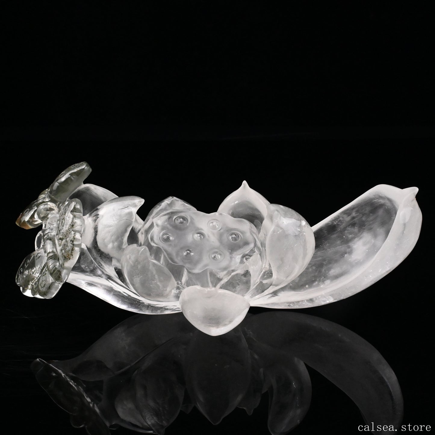 Gardenquartz Butterfly Lotus Flower Sculpture Crystal Healing Hand Carved