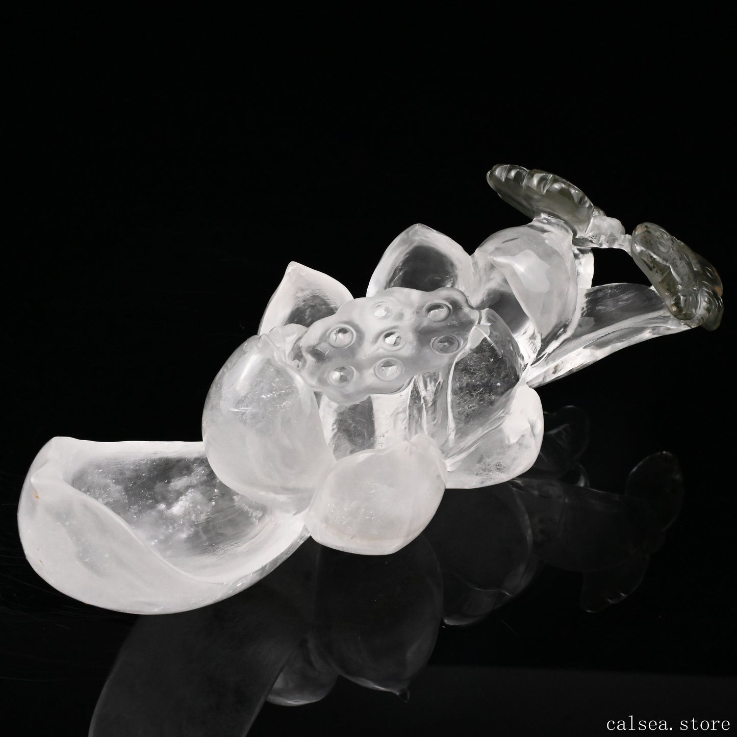 Gardenquartz Butterfly Lotus Flower Sculpture Crystal Healing Hand Carved