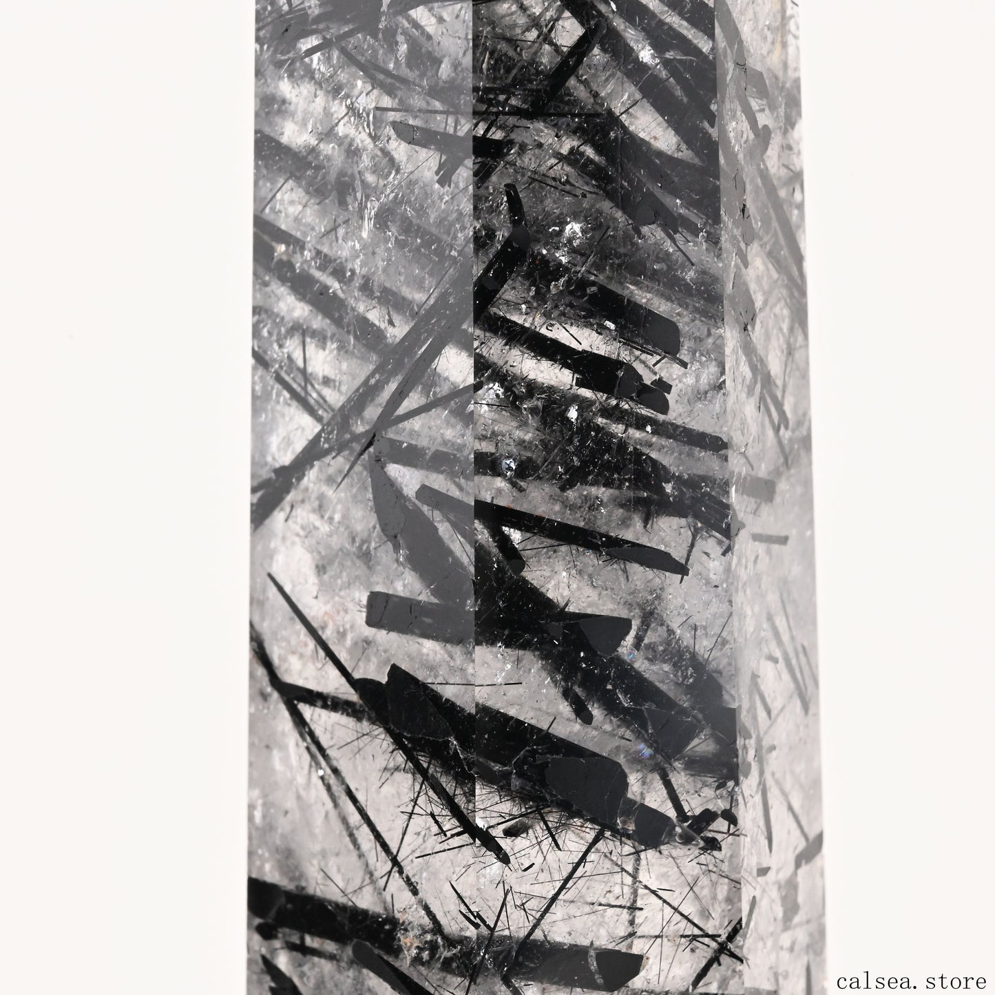 10.74'' Black Tourmaline,Rutile Tower Ornaments Point Crystal Healing Tower/Point