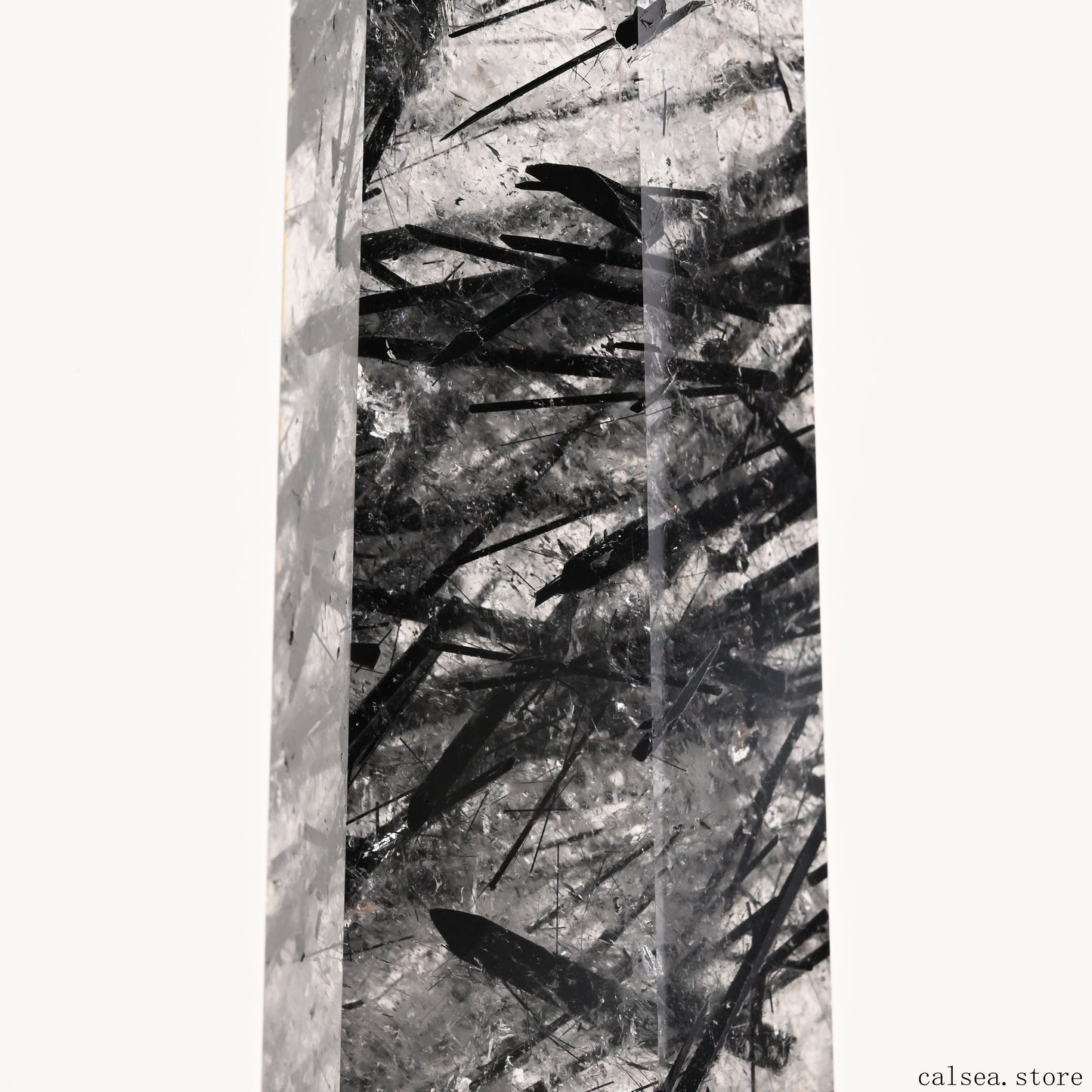 10.74'' Black Tourmaline,Rutile Tower Ornaments Point Crystal Healing Tower/Point