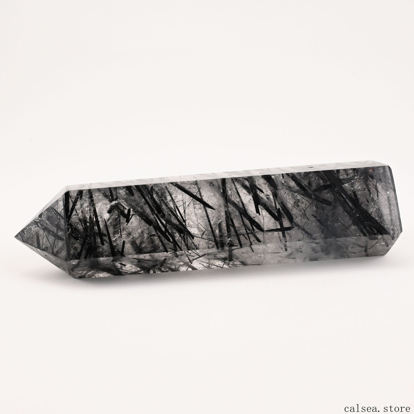 7.91'' Black Tourmaline,Rutile Tower Ornaments Point Crystal Healing Tower/Point