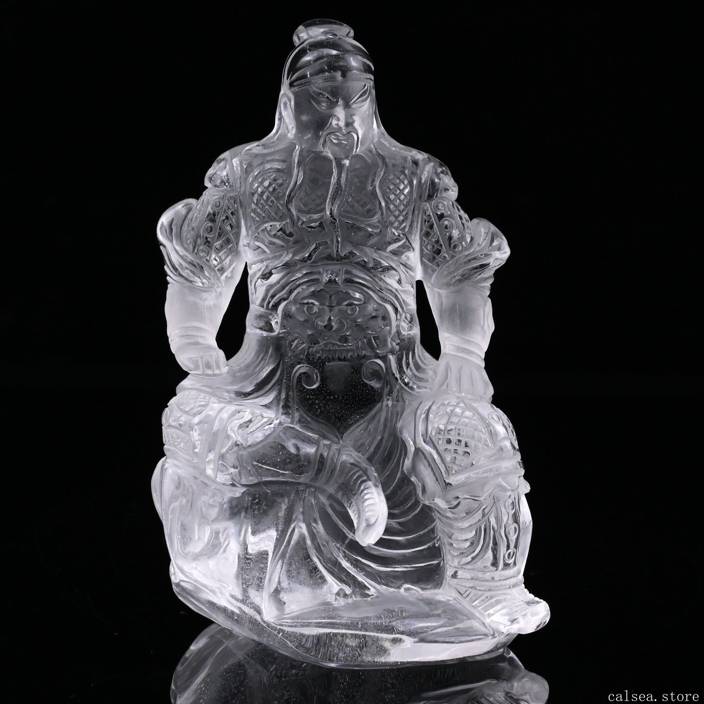 3.56'' Clearquartz GuanYu Sculpture Crystal Healing Hand Carved