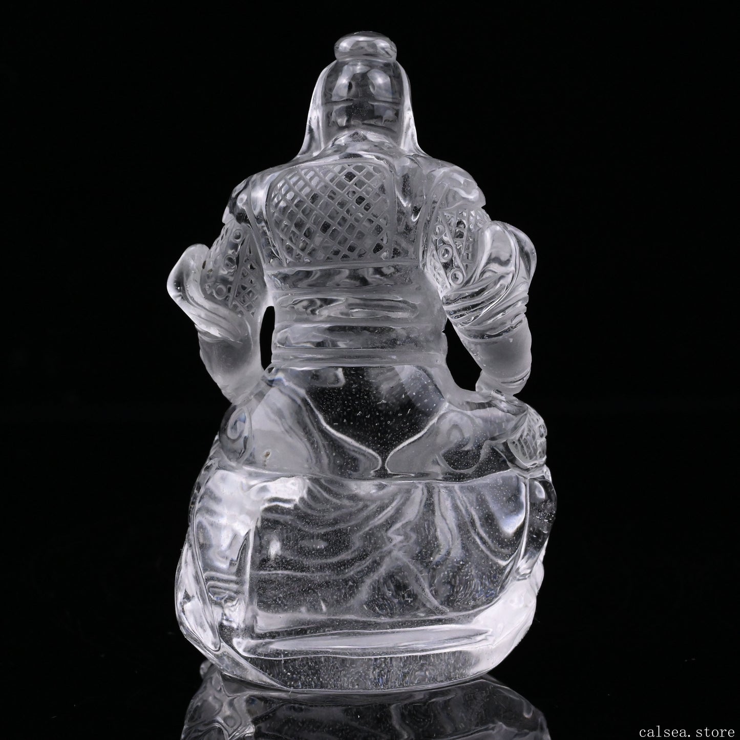 3.56'' Clearquartz GuanYu Sculpture Crystal Healing Hand Carved