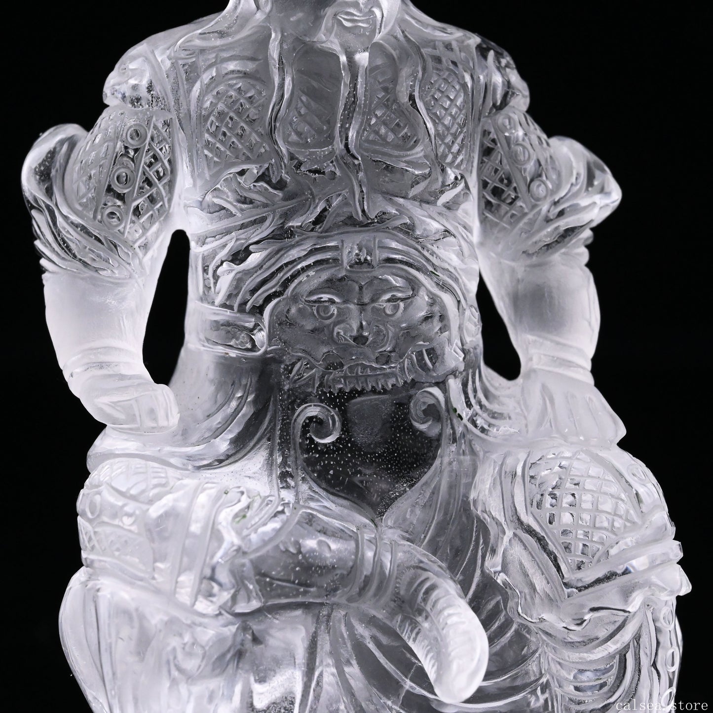 3.56'' Clearquartz GuanYu Sculpture Crystal Healing Hand Carved
