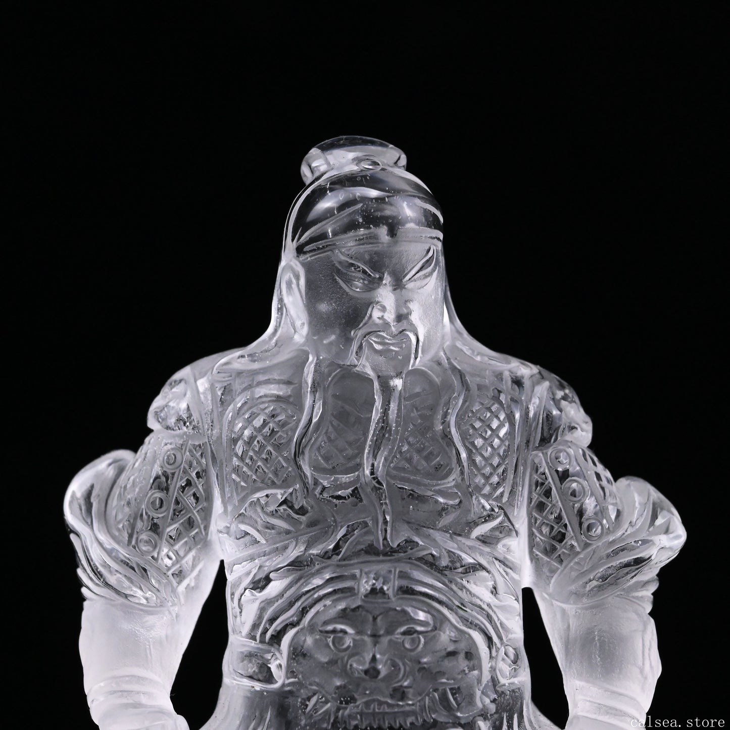 3.56'' Clearquartz GuanYu Sculpture Crystal Healing Hand Carved