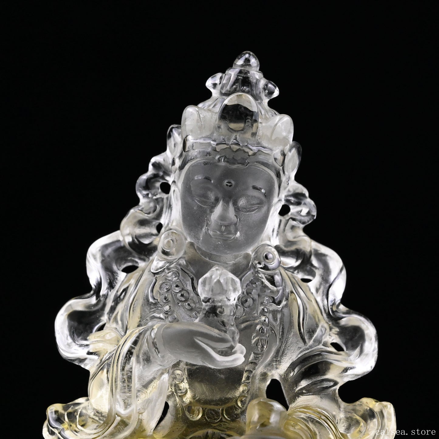 Citrine Vajrasattva Buddha Sculpture Crystal Healing Hand Carved