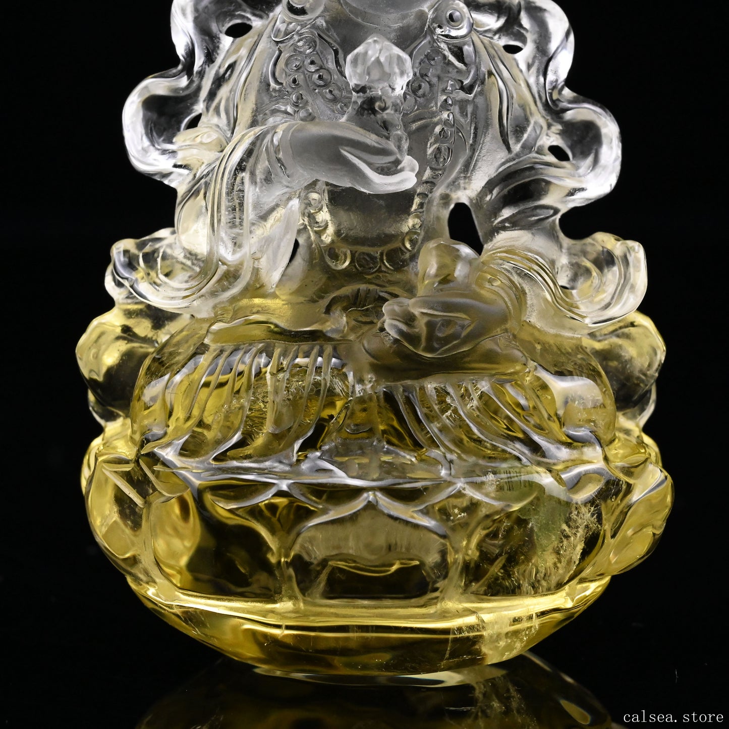Citrine Vajrasattva Buddha Sculpture Crystal Healing Hand Carved