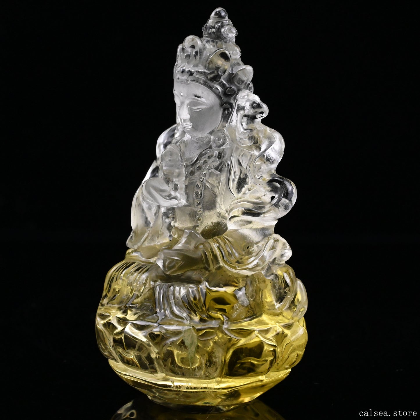 Citrine Vajrasattva Buddha Sculpture Crystal Healing Hand Carved