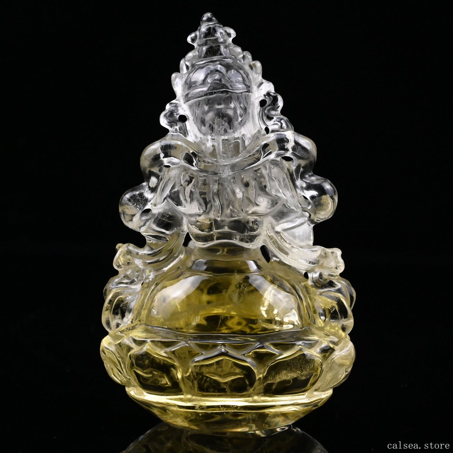 Citrine Vajrasattva Buddha Sculpture Crystal Healing Hand Carved