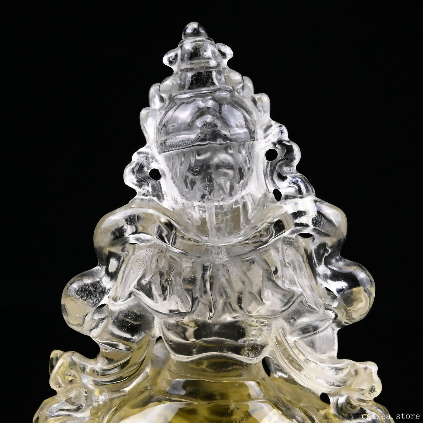 Citrine Vajrasattva Buddha Sculpture Crystal Healing Hand Carved