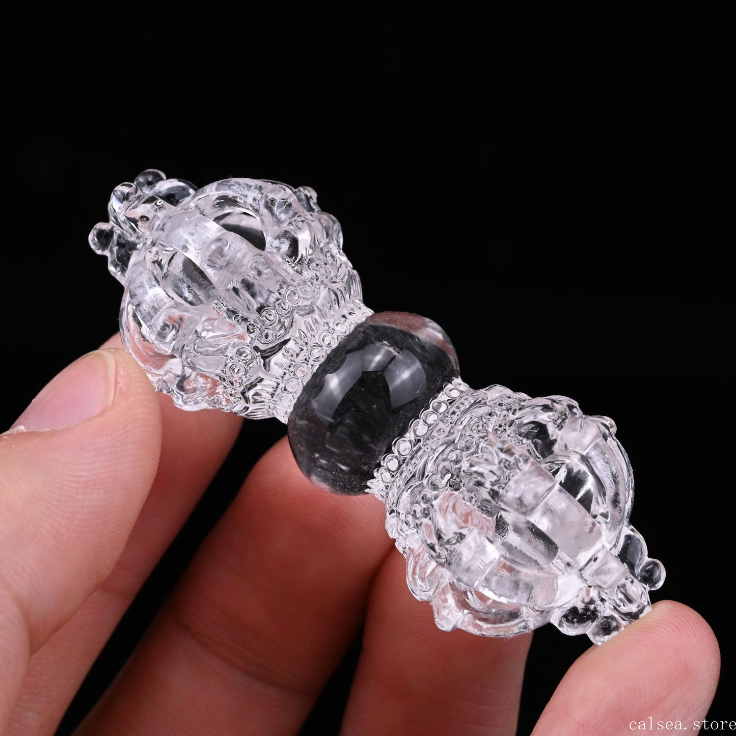 Awesome Clearquartz Vajira Sculpture Artifact Crystal Healing Hand Carved