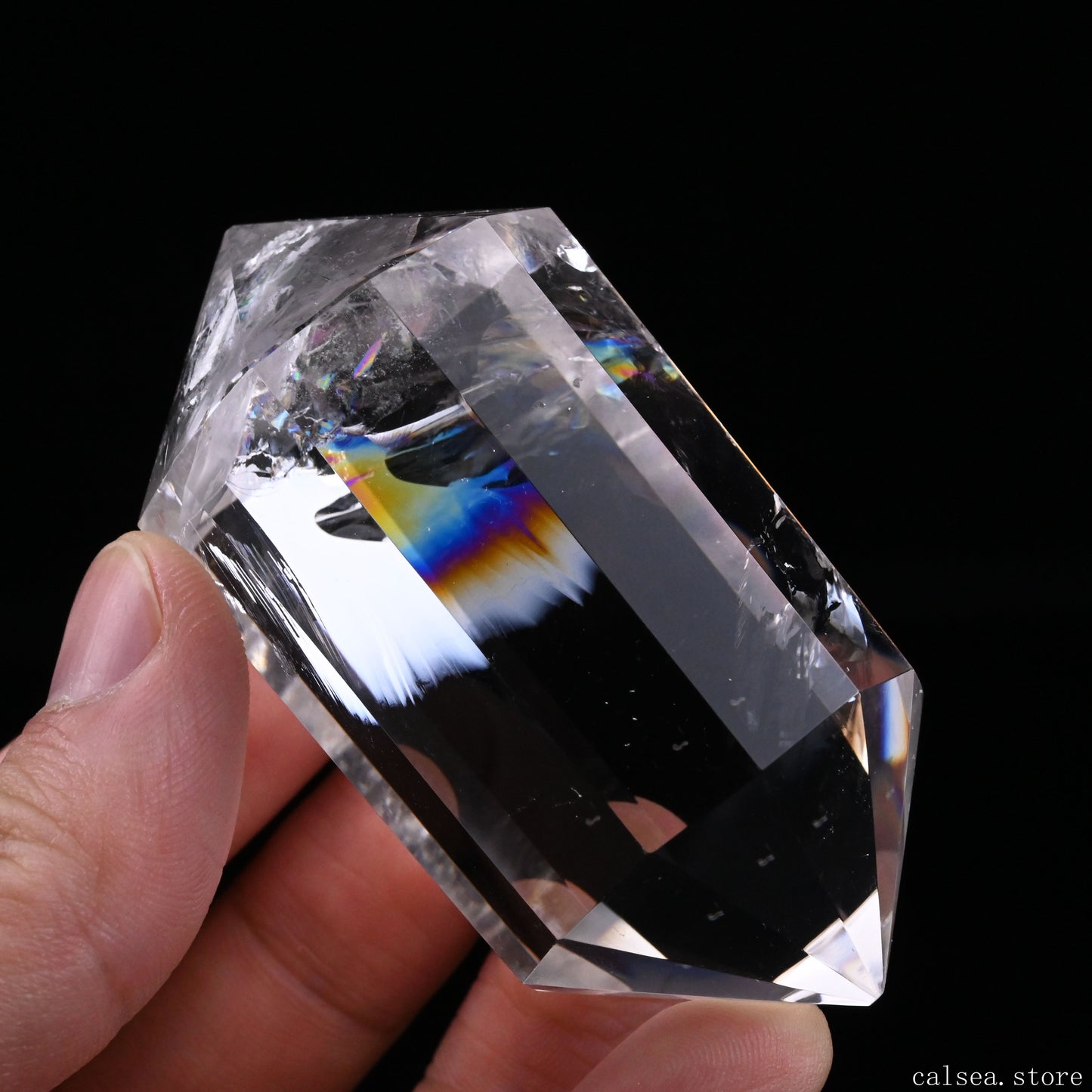 Rainbow Clearquartz Vogel Crystal Hand Carved Crystal Point, Crystal Healing