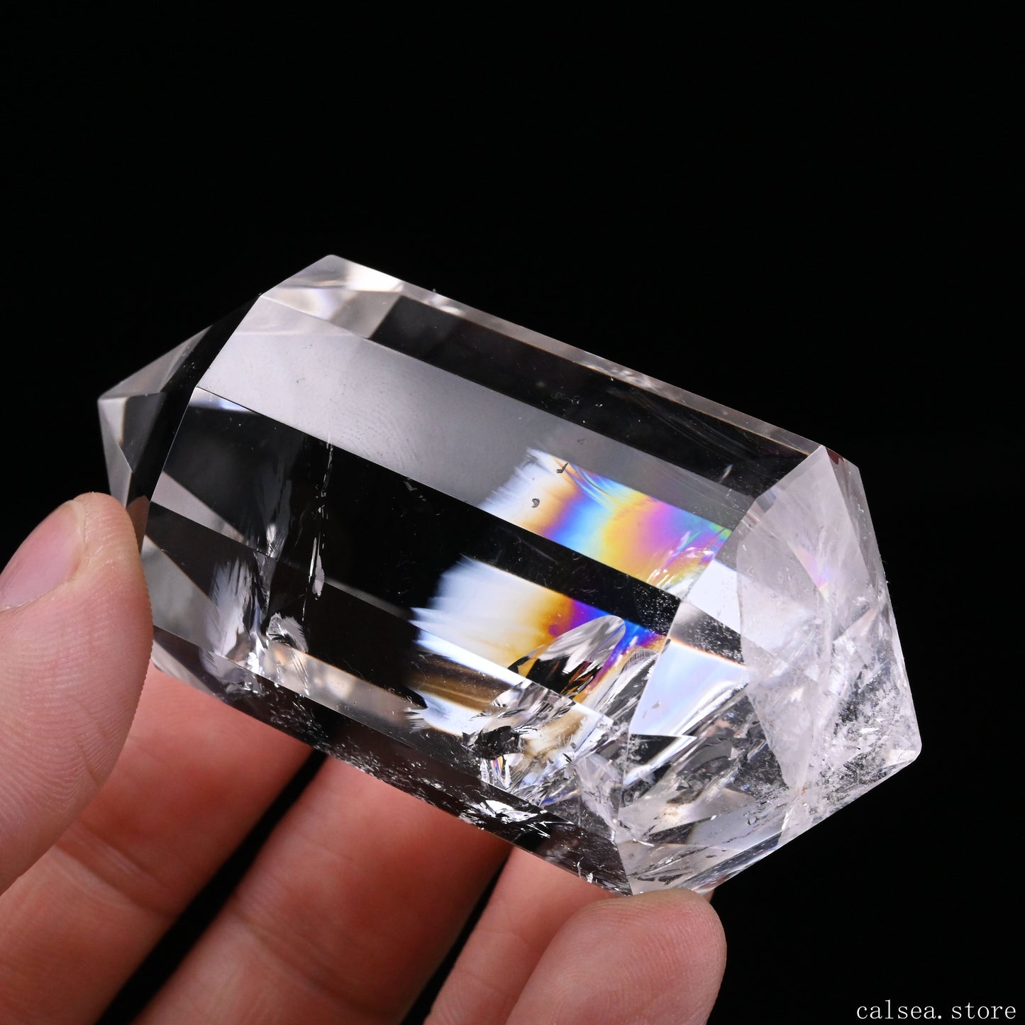 Rainbow Clearquartz Vogel Crystal Hand Carved Crystal Point, Crystal Healing