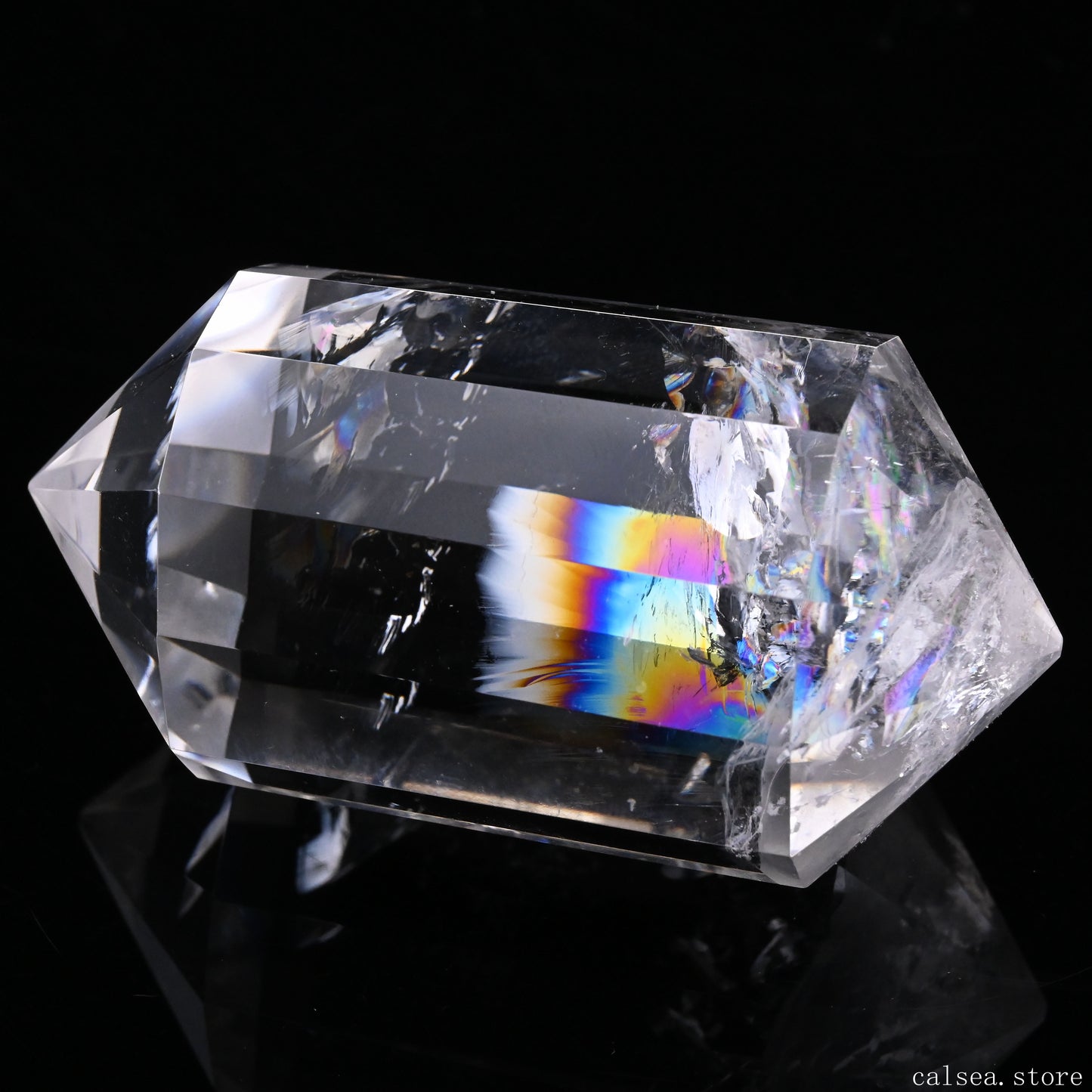 Rainbow Clearquartz Vogel Crystal Hand Carved Crystal Point, Crystal Healing