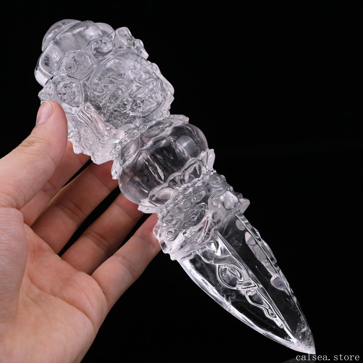 Clearquartz Vajira Sculpture Artifact Crystal Healing Hand Carved