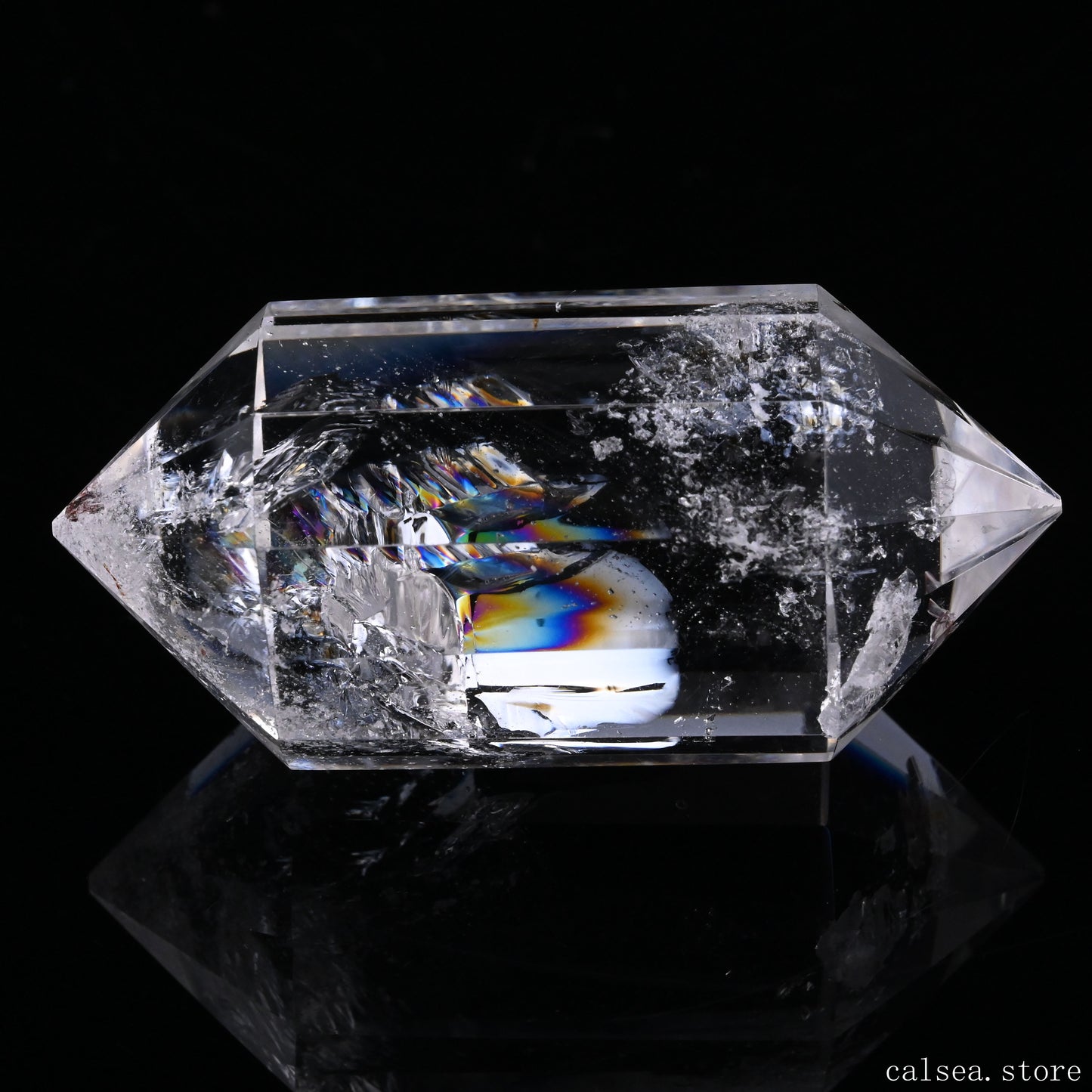 Rainbow Clearquartz Vogel Crystal Hand Carved Crystal Point, Crystal Healing