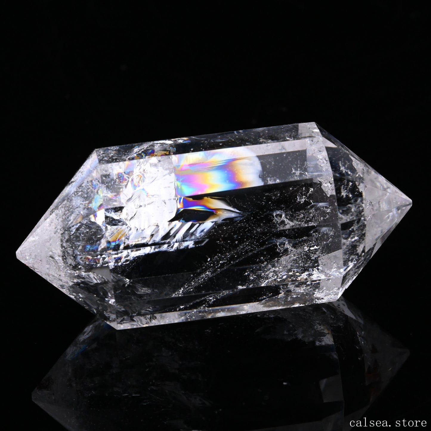Rainbow Clearquartz Vogel Crystal Hand Carved Crystal Point, Crystal Healing