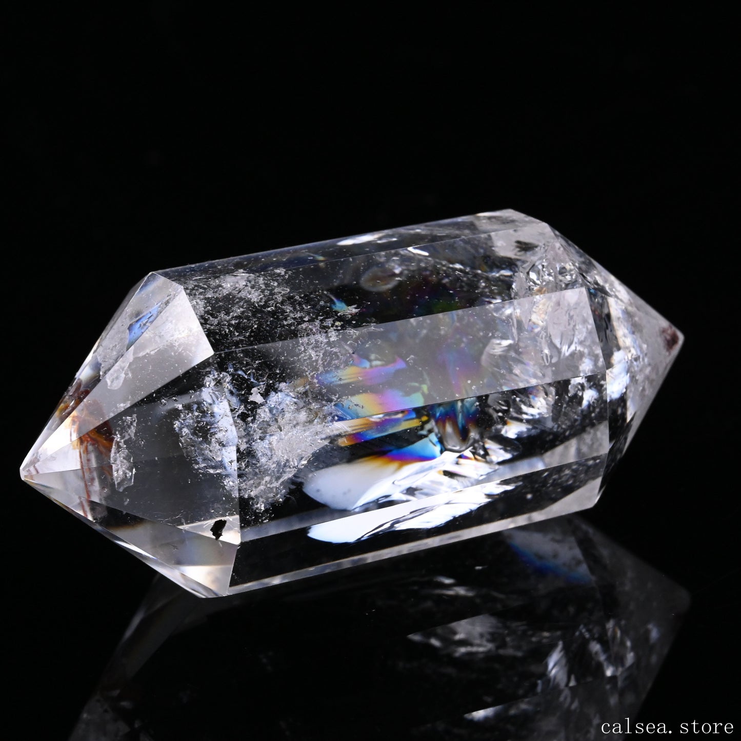 Rainbow Clearquartz Vogel Crystal Hand Carved Crystal Point, Crystal Healing