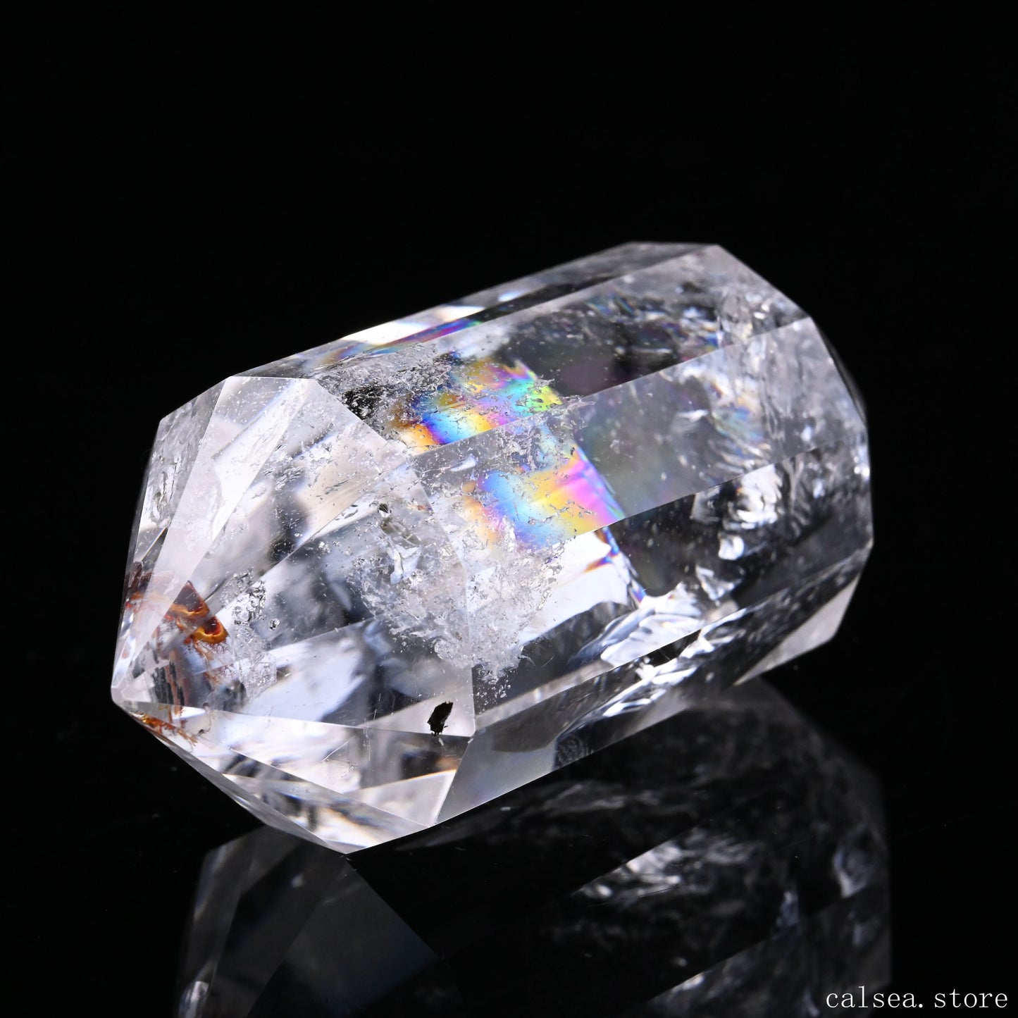 Rainbow Clearquartz Vogel Crystal Hand Carved Crystal Point, Crystal Healing