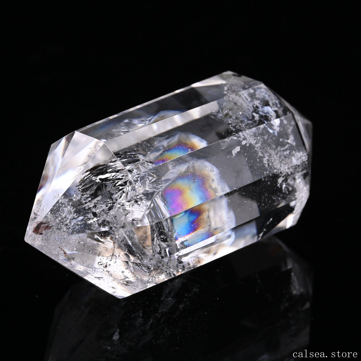 Rainbow Clearquartz Vogel Crystal Hand Carved Crystal Point, Crystal Healing