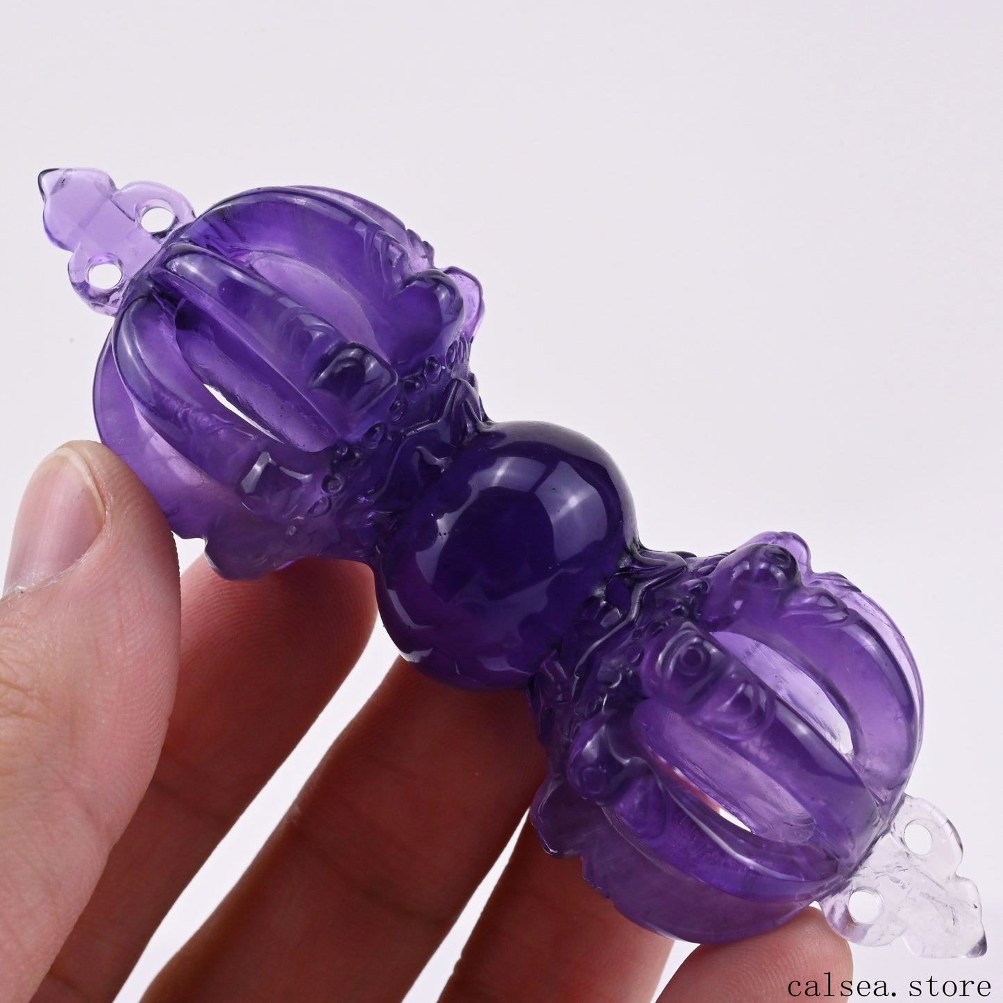 Awesome Amethyst Vajira Sculpture Artifact Crystal Healing Hand Carved