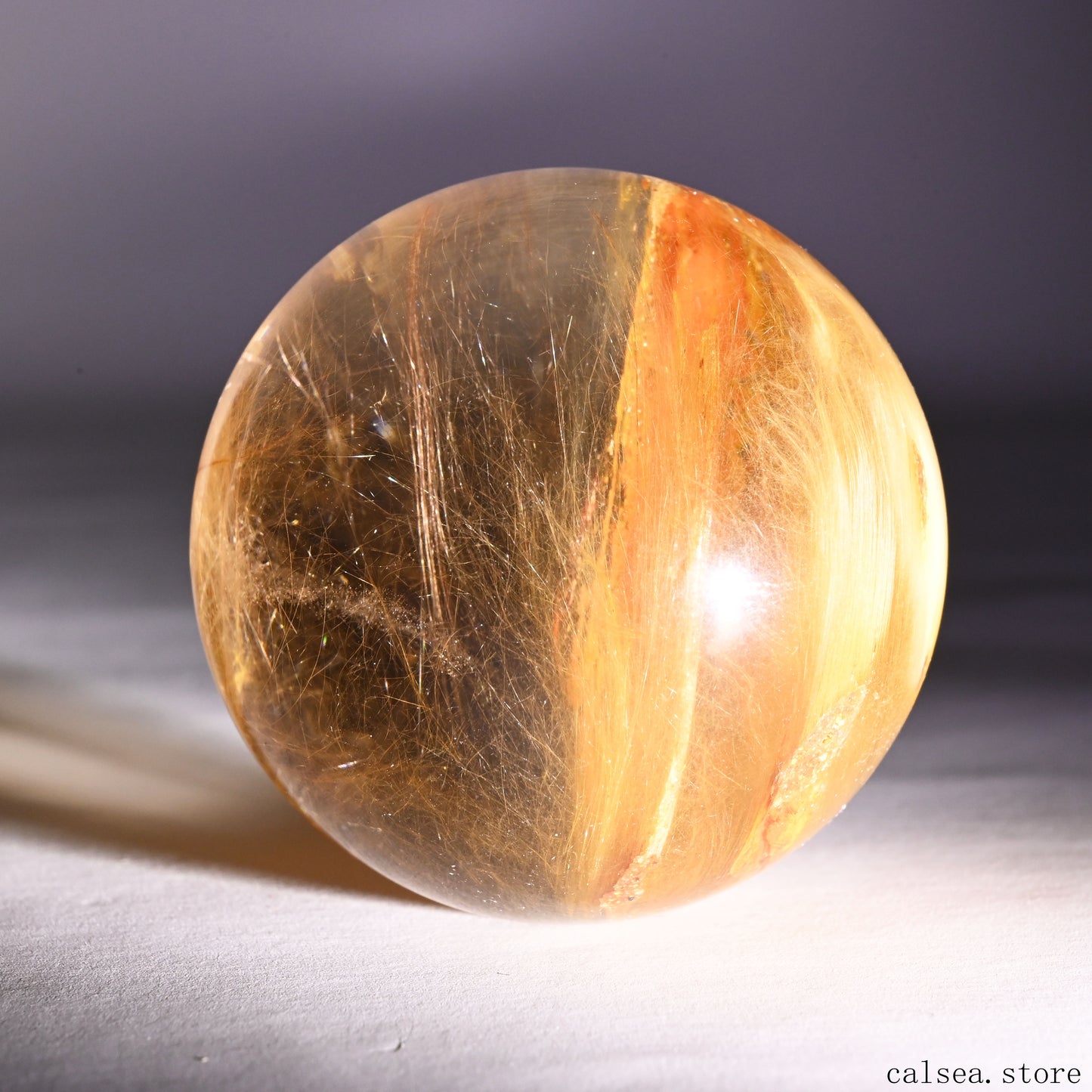 1.81'' Red Rabbit Fur Rutile,Rutilated Quartz Crystal Healing Hand Carved Sphere/Ball