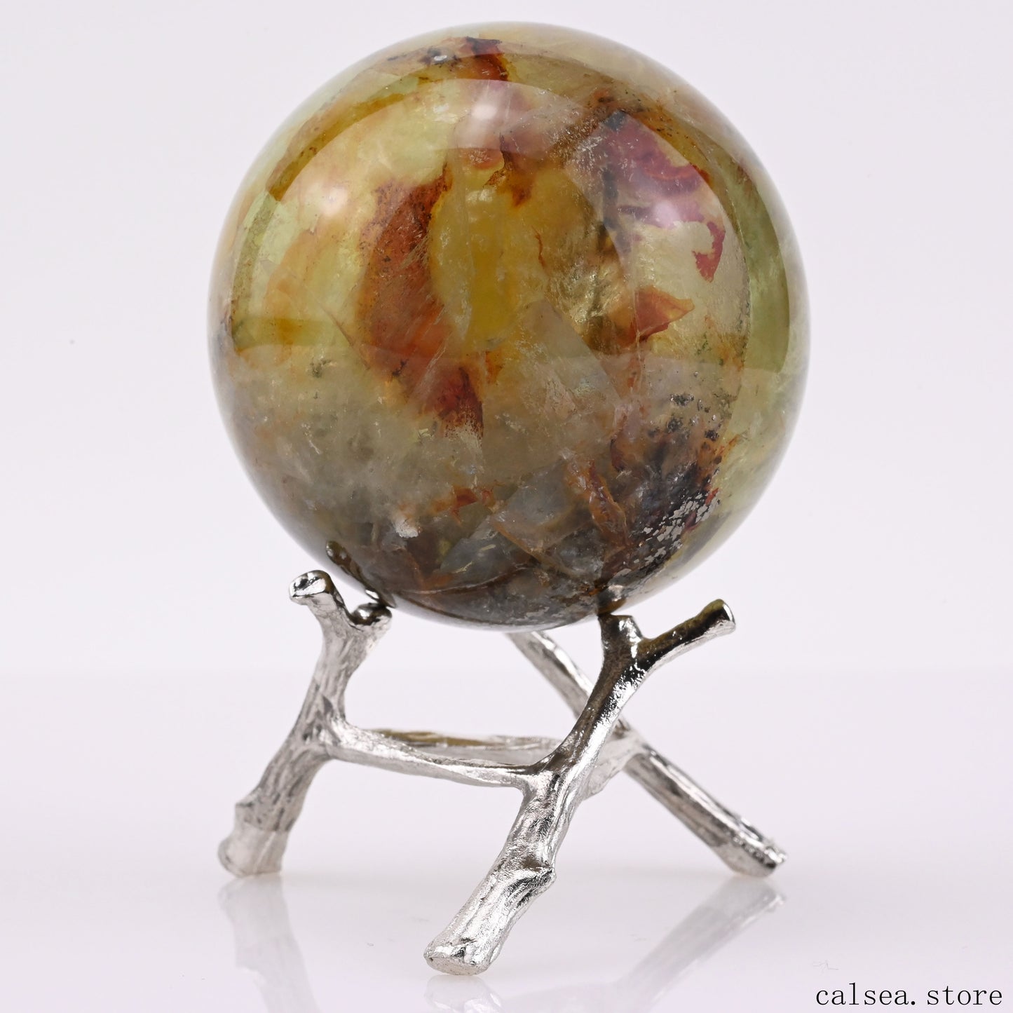 2.34'' Goldenhealer Fluorite Pyrite Sphere Crystal Healing Hand Carved Sphere/Ball