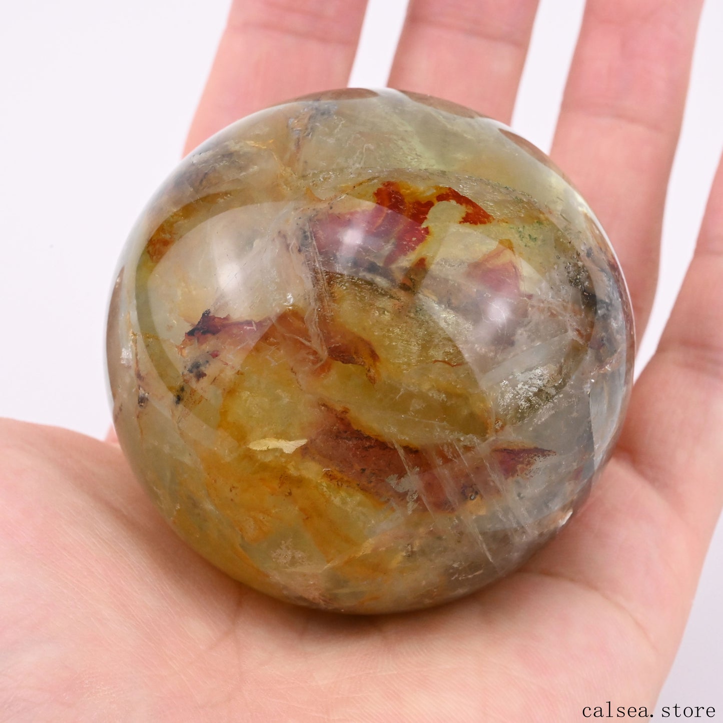 2.34'' Goldenhealer Fluorite Pyrite Sphere Crystal Healing Hand Carved Sphere/Ball