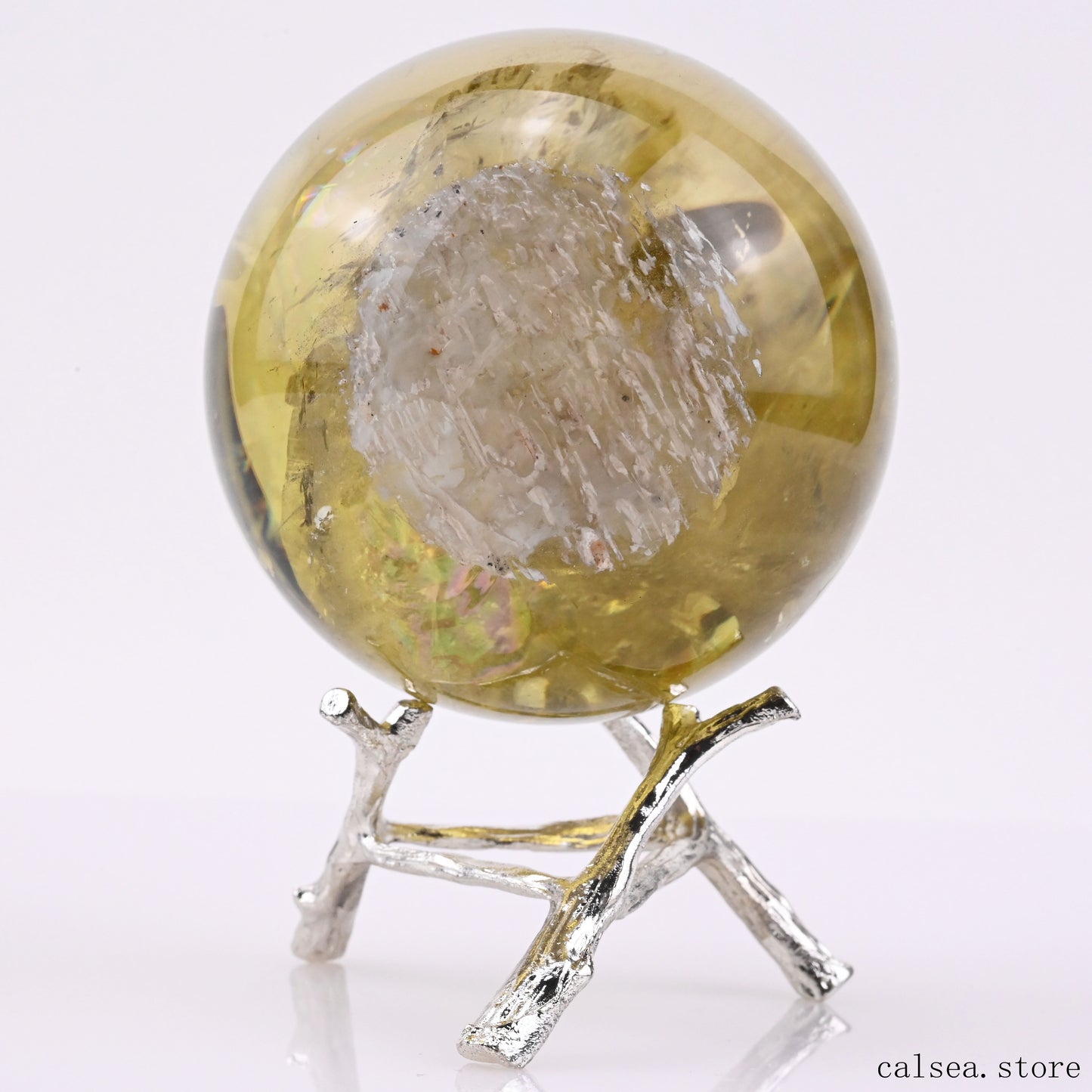 2.66'' Stunning Rainbow Citrine Sphere Crystal Healing Hand Carved Sphere/Ball