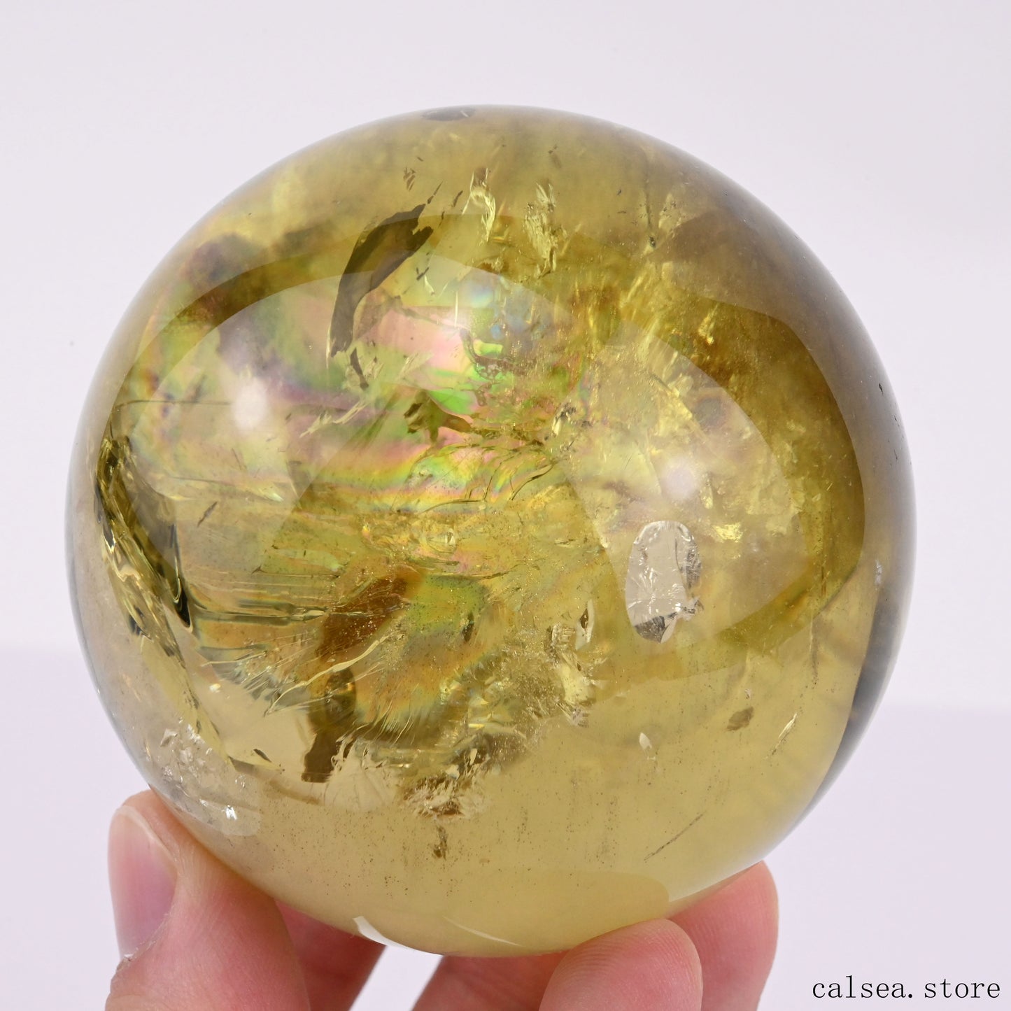 2.66'' Stunning Rainbow Citrine Sphere Crystal Healing Hand Carved Sphere/Ball