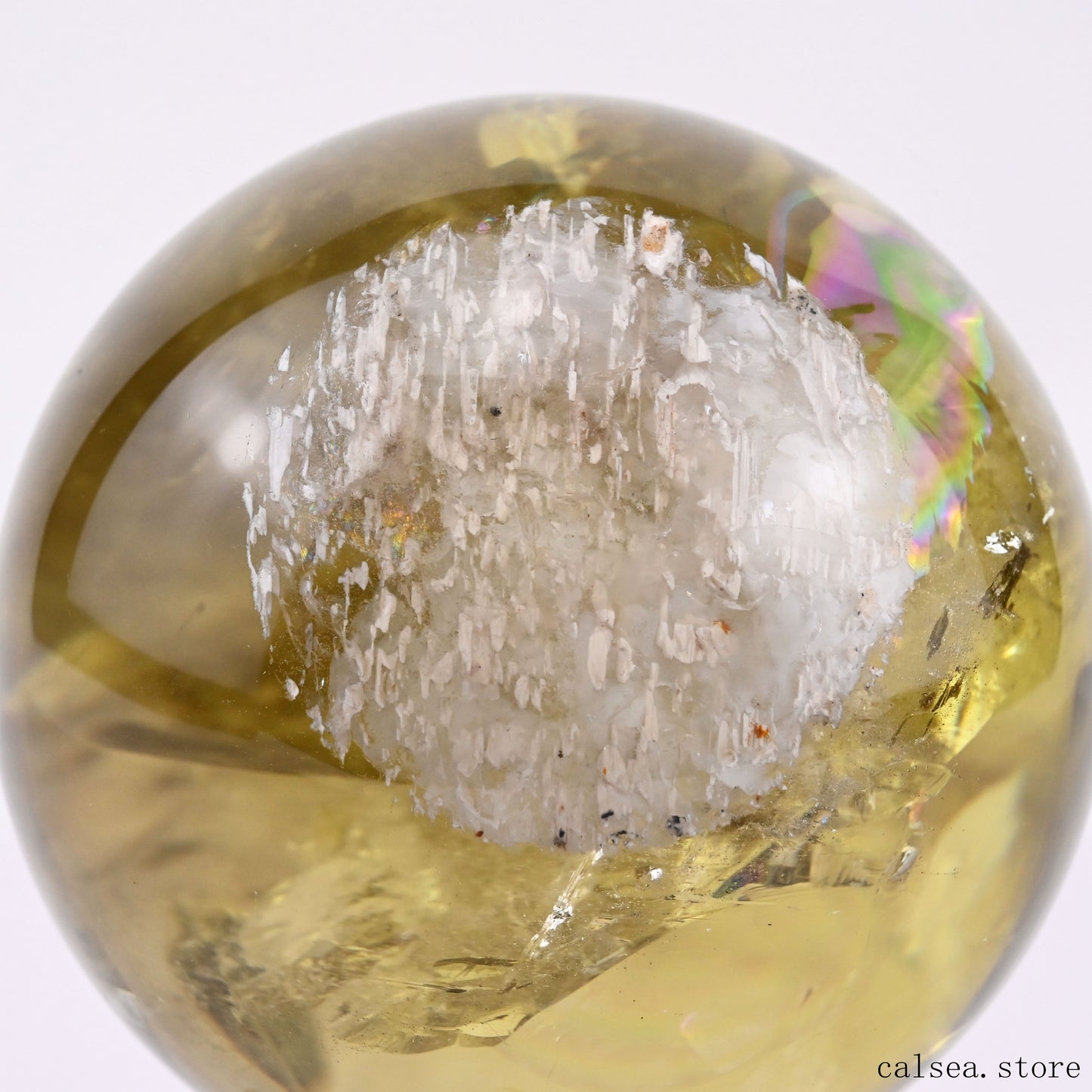 2.66'' Stunning Rainbow Citrine Sphere Crystal Healing Hand Carved Sphere/Ball