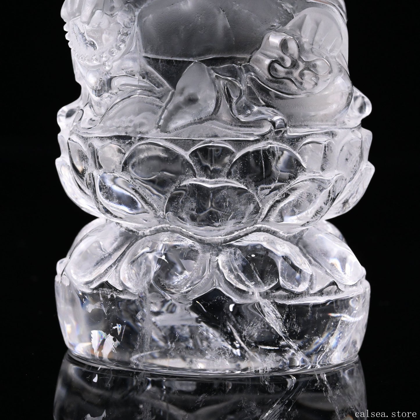Clearquartz Smile Buddha Sculpture Crystal Healing Hand Carved