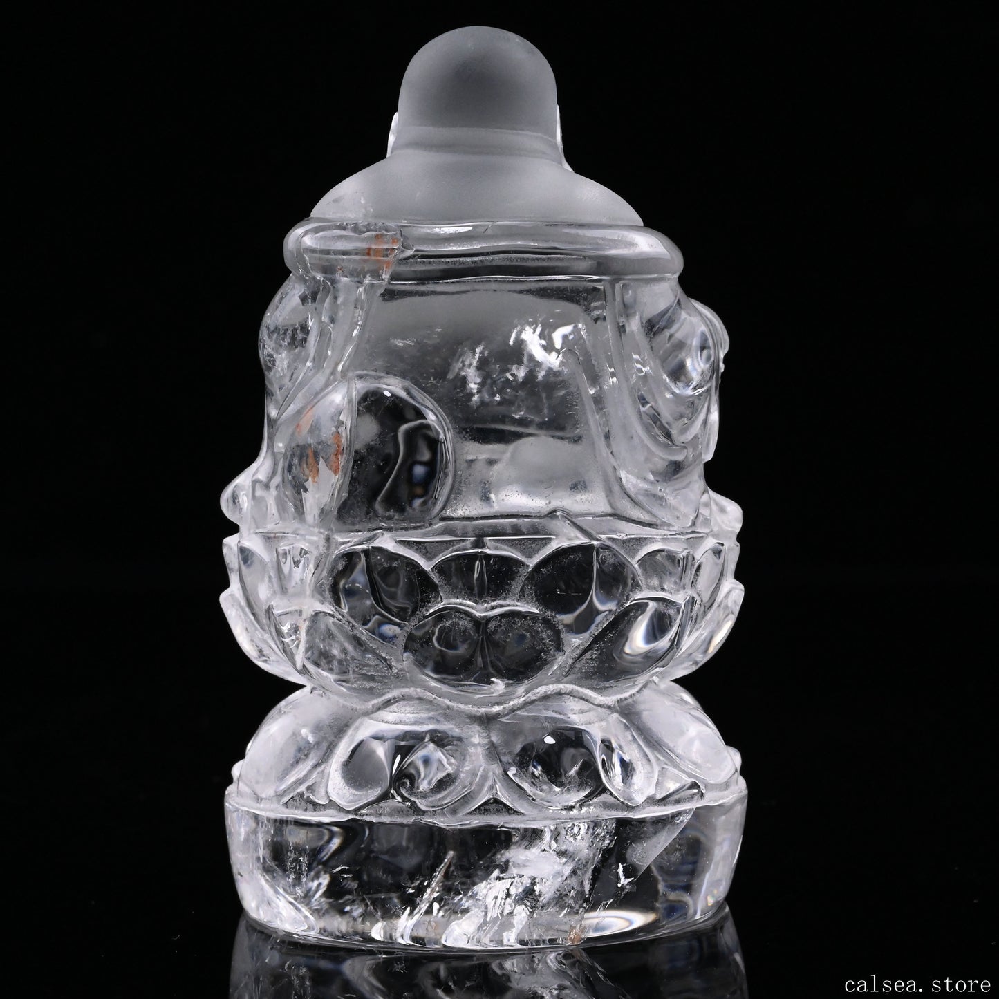 Clearquartz Smile Buddha Sculpture Crystal Healing Hand Carved