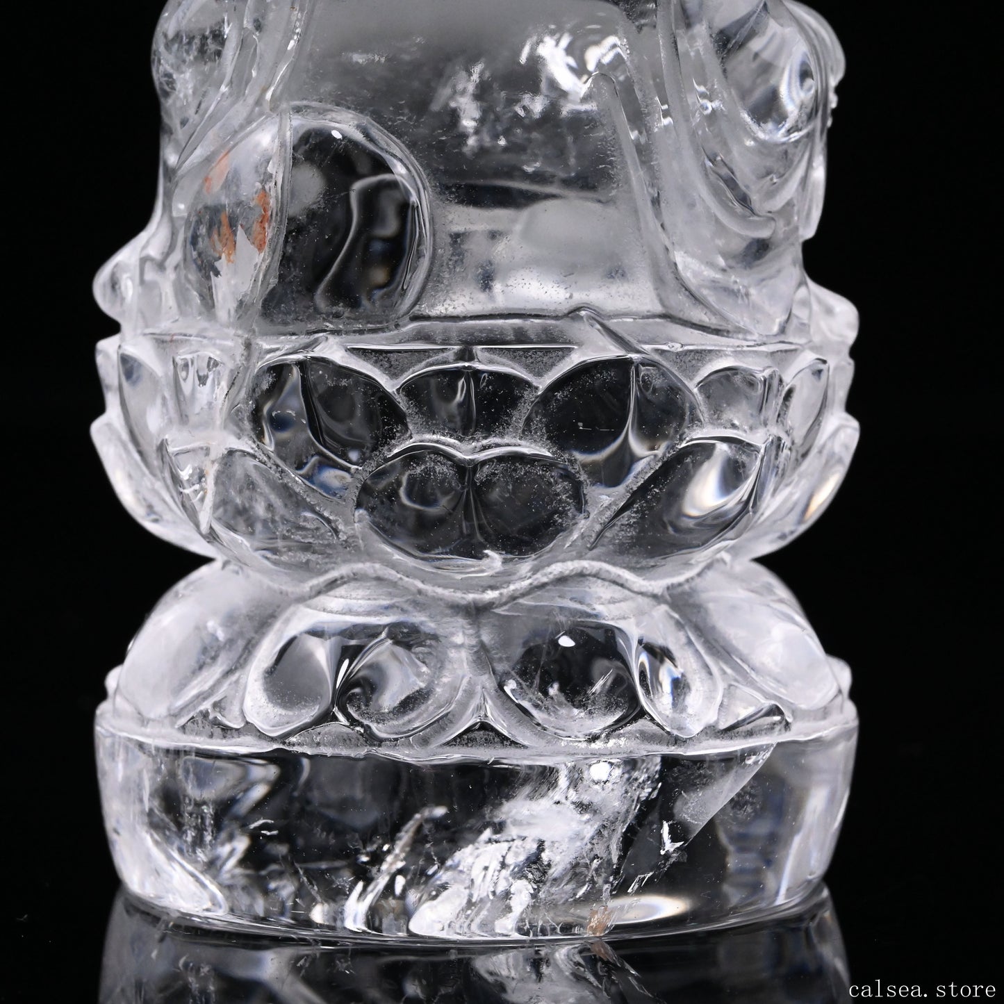 Clearquartz Smile Buddha Sculpture Crystal Healing Hand Carved