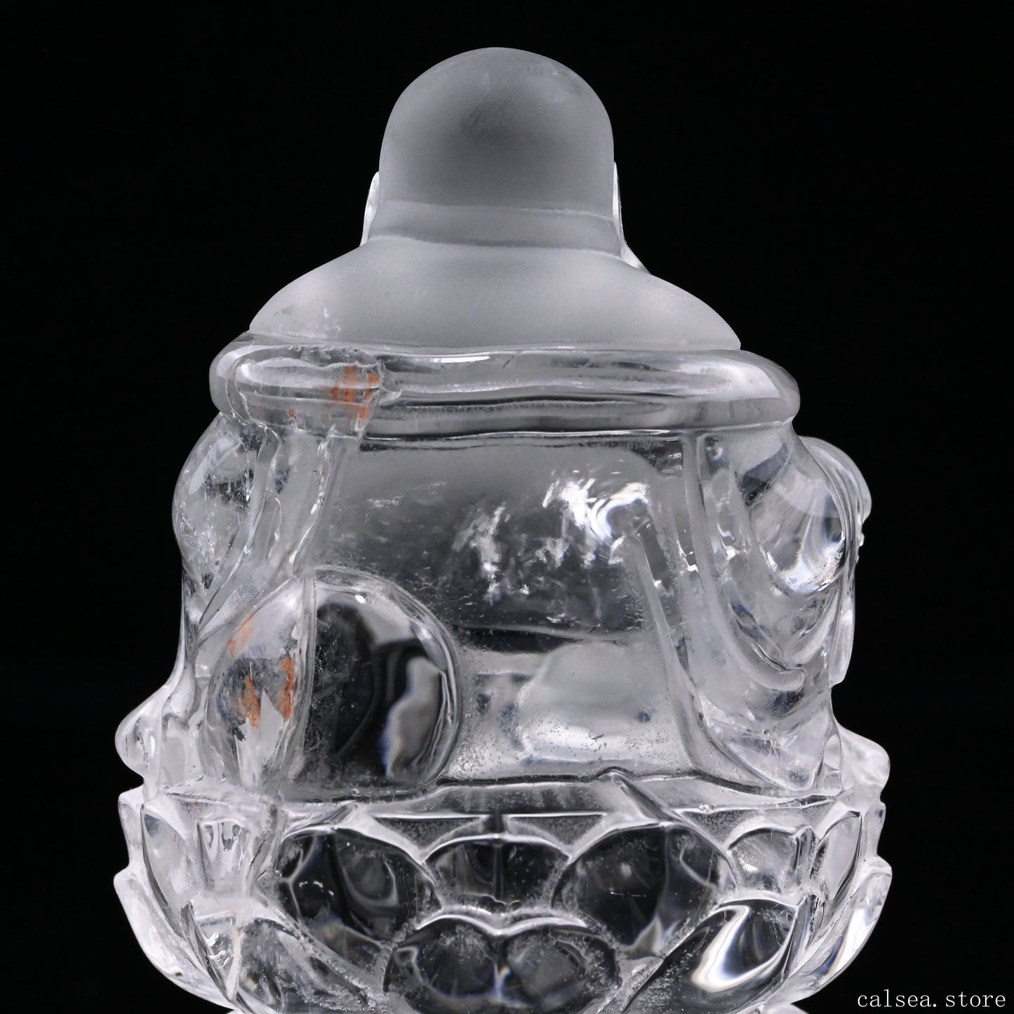 Clearquartz Smile Buddha Sculpture Crystal Healing Hand Carved