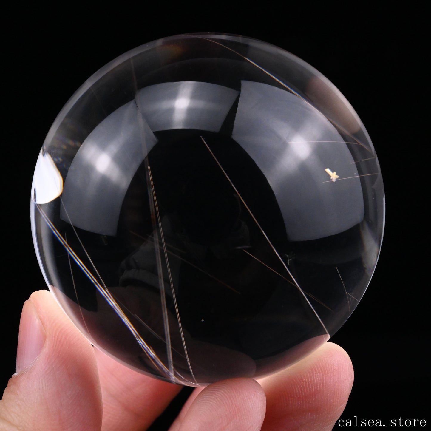 2.25'' Golden Rutilated,Rutile Sphere Crystal Healing Hand Carved Crystal Sphere/Ball