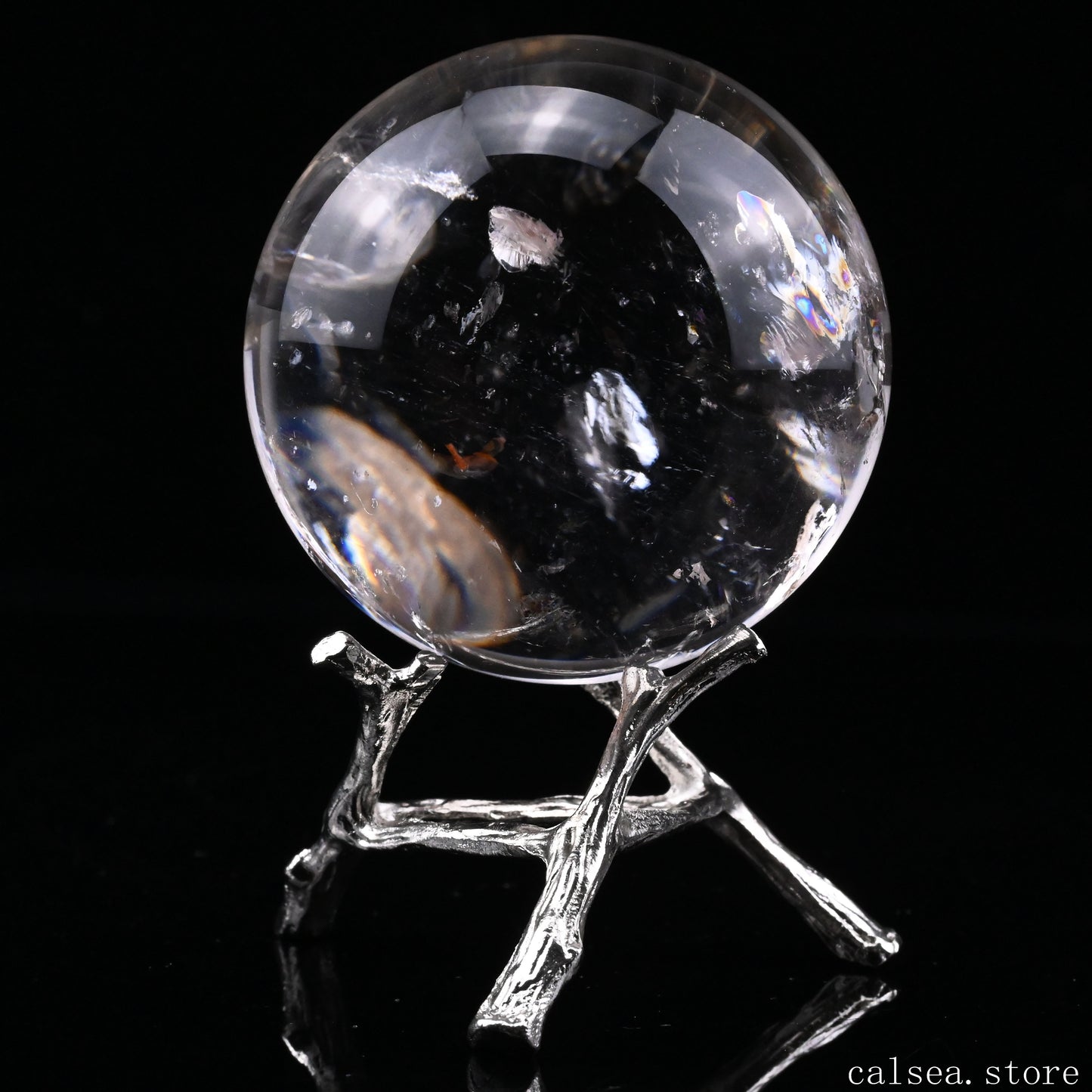 2.33'' Rainbow Clearquartz Sphere Crystal Healing Hand Carved Sphere/Ball