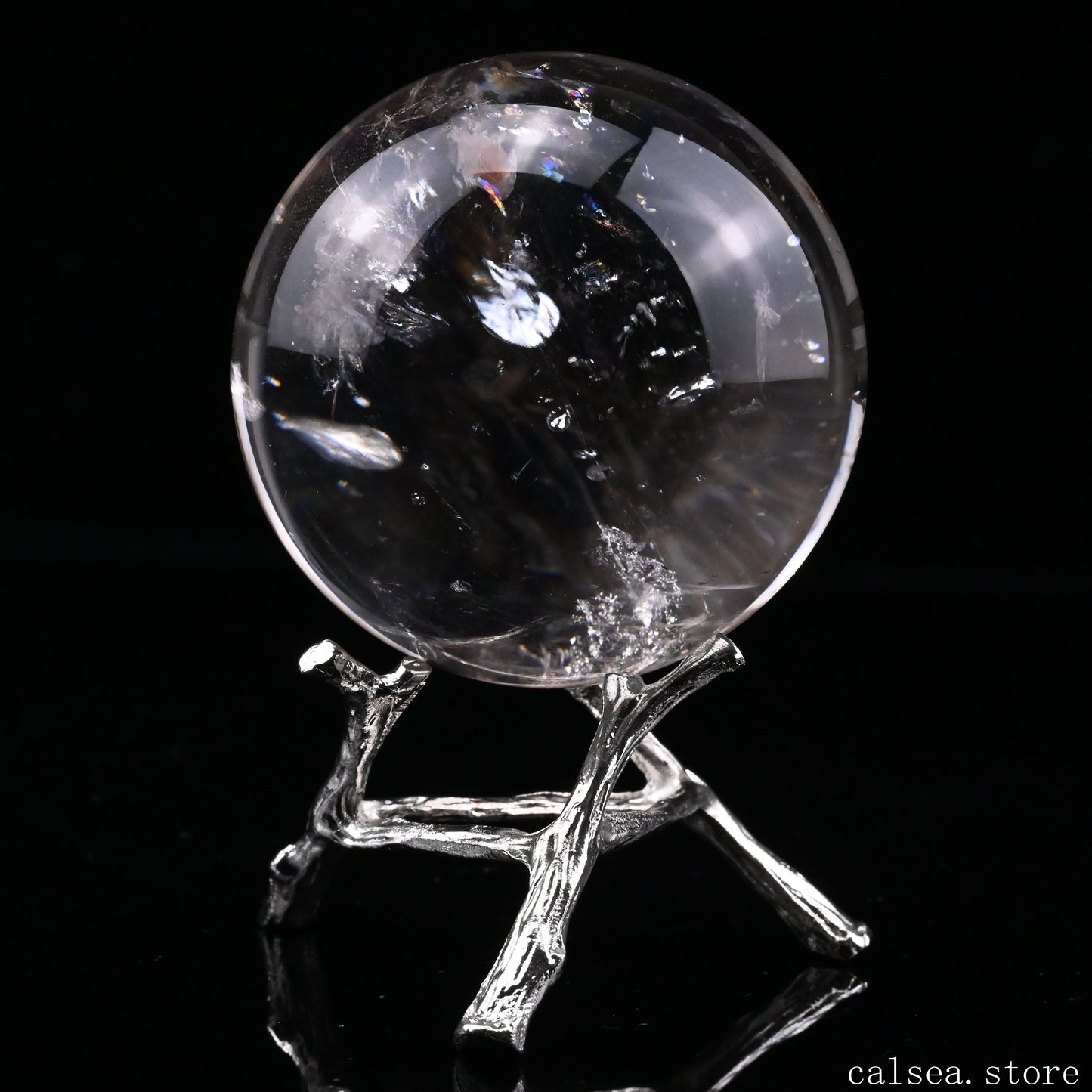 2.33'' Rainbow Clearquartz Sphere Crystal Healing Hand Carved Sphere/Ball