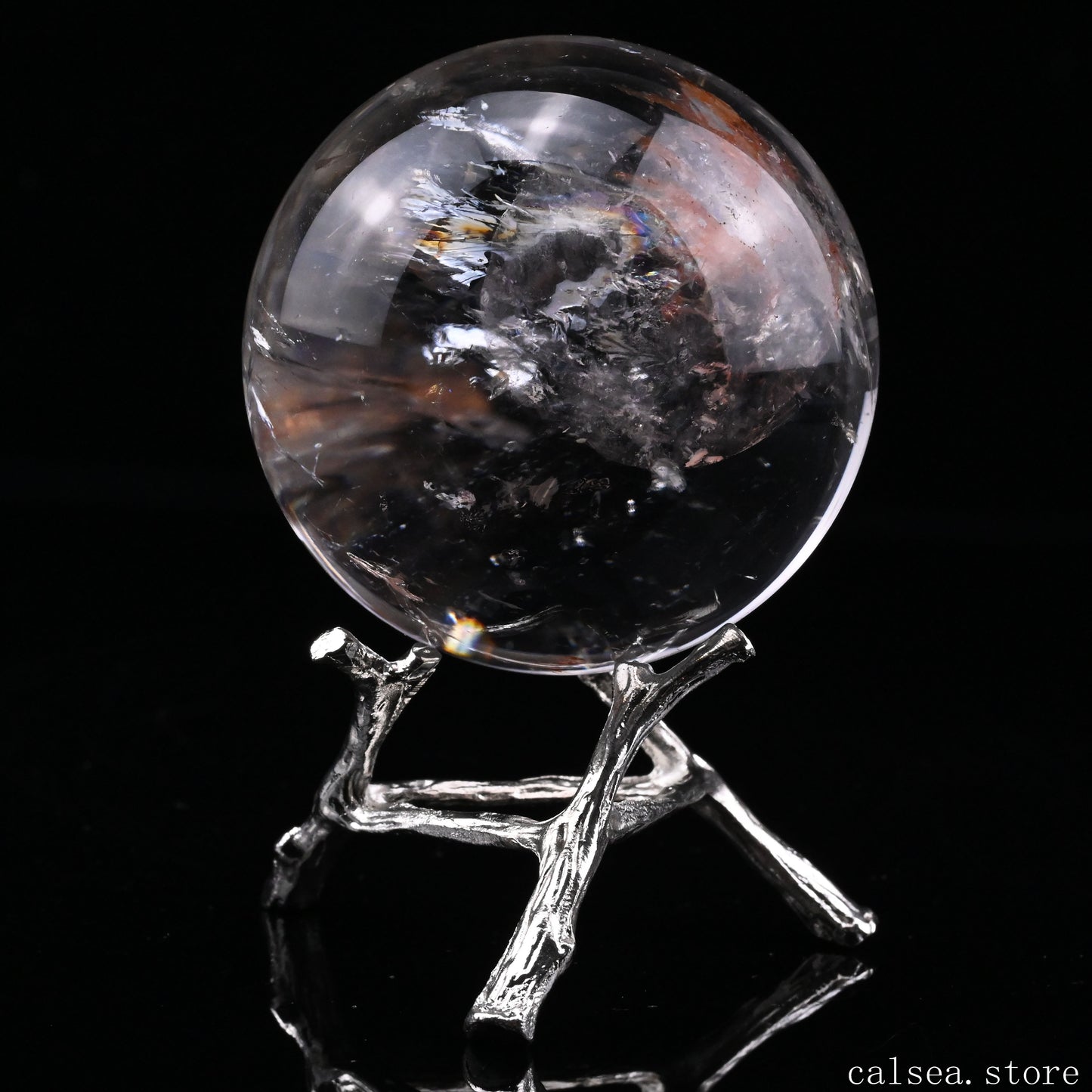 2.33'' Rainbow Clearquartz Sphere Crystal Healing Hand Carved Sphere/Ball