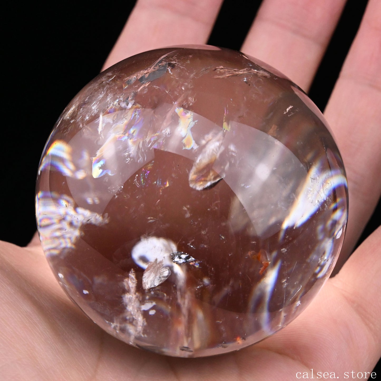 2.33'' Rainbow Clearquartz Sphere Crystal Healing Hand Carved Sphere/Ball