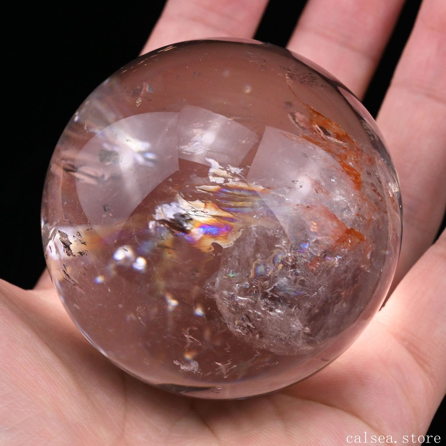 2.33'' Rainbow Clearquartz Sphere Crystal Healing Hand Carved Sphere/Ball
