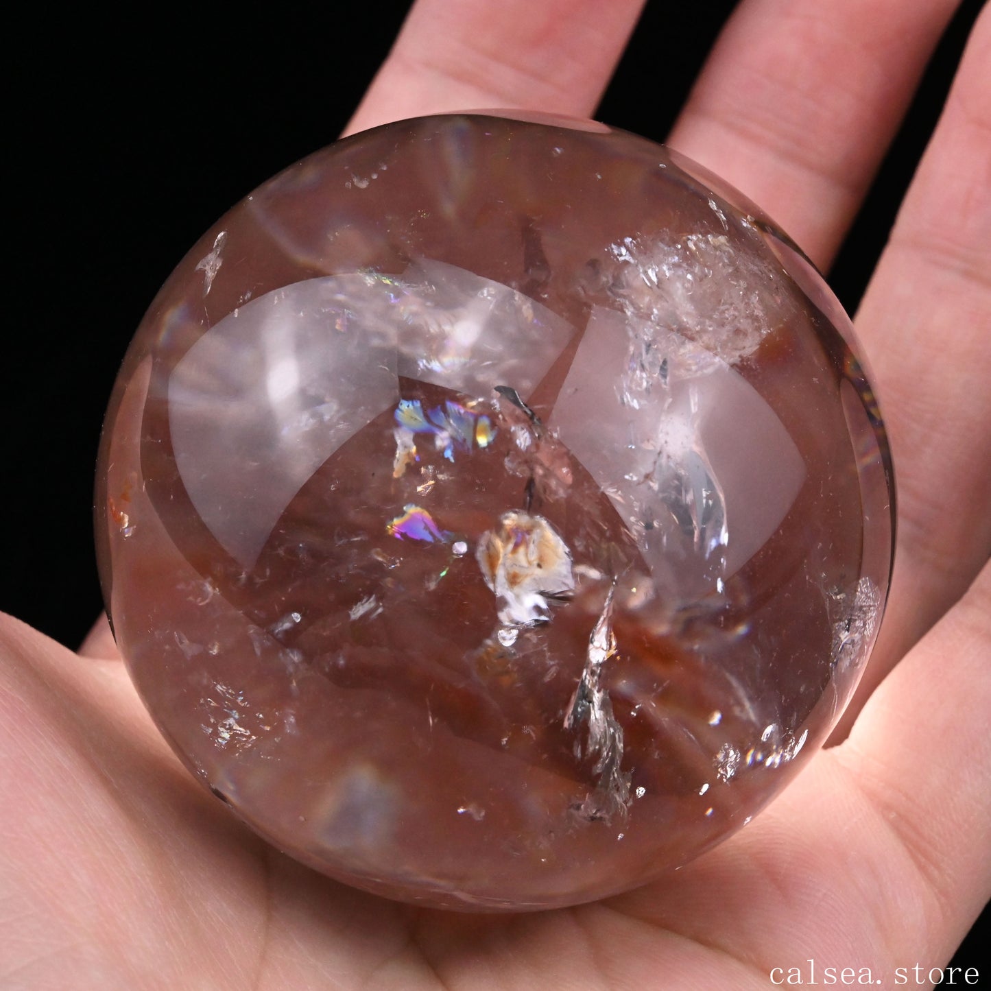 2.33'' Rainbow Clearquartz Sphere Crystal Healing Hand Carved Sphere/Ball