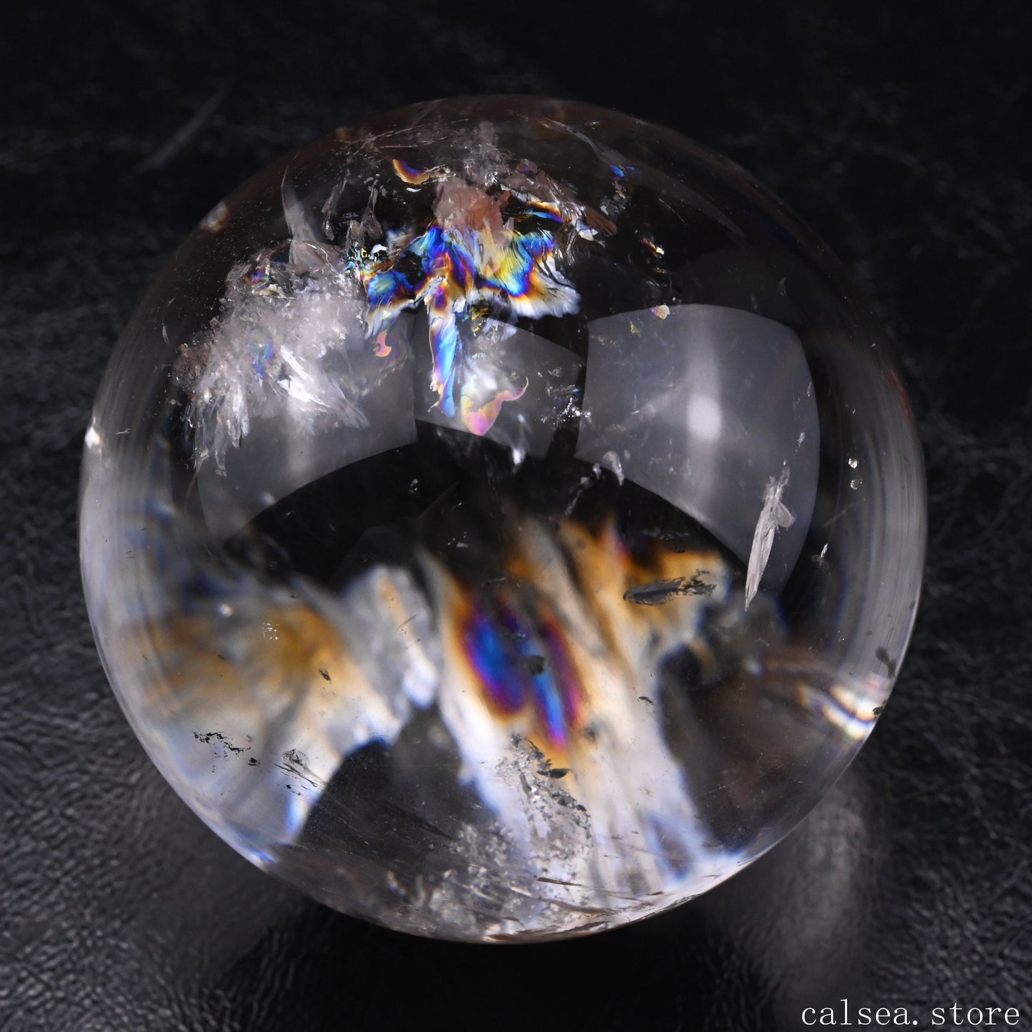 2.33'' Rainbow Clearquartz Sphere Crystal Healing Hand Carved Sphere/Ball