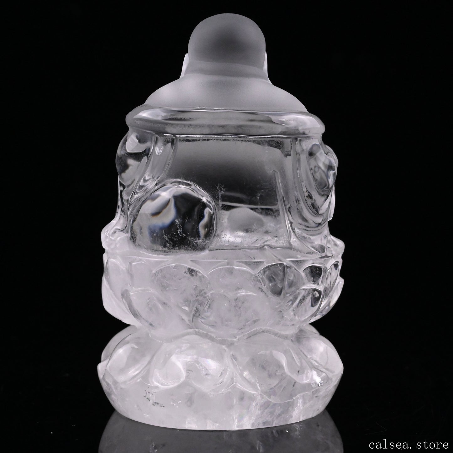 Clearquartz Ingot Smile Buddha Sculpture Crystal Healing Hand Carved