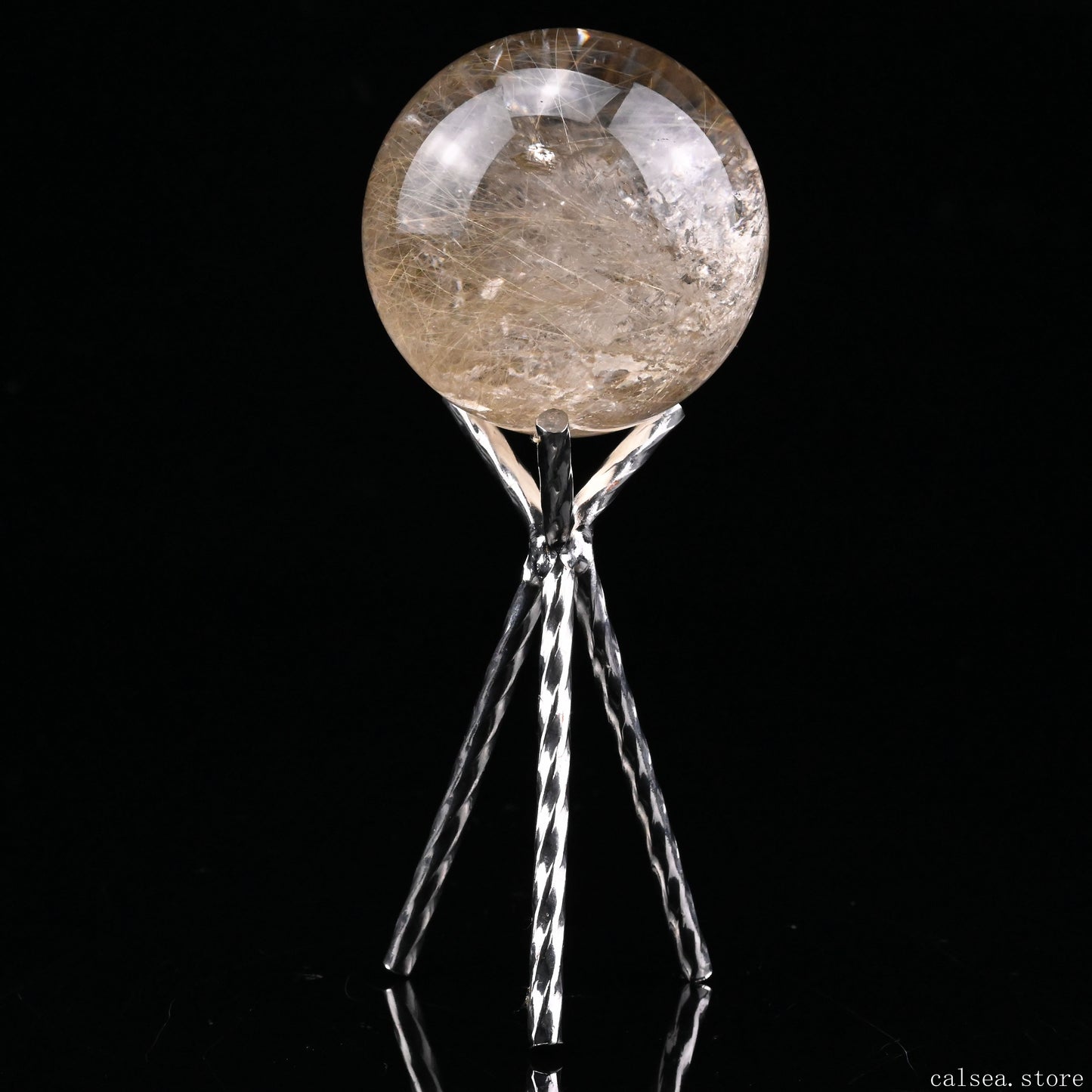 1.76'' Golden Rutilated,Rutile Sphere Crystal Healing Hand Carved Crystal Sphere/Ball
